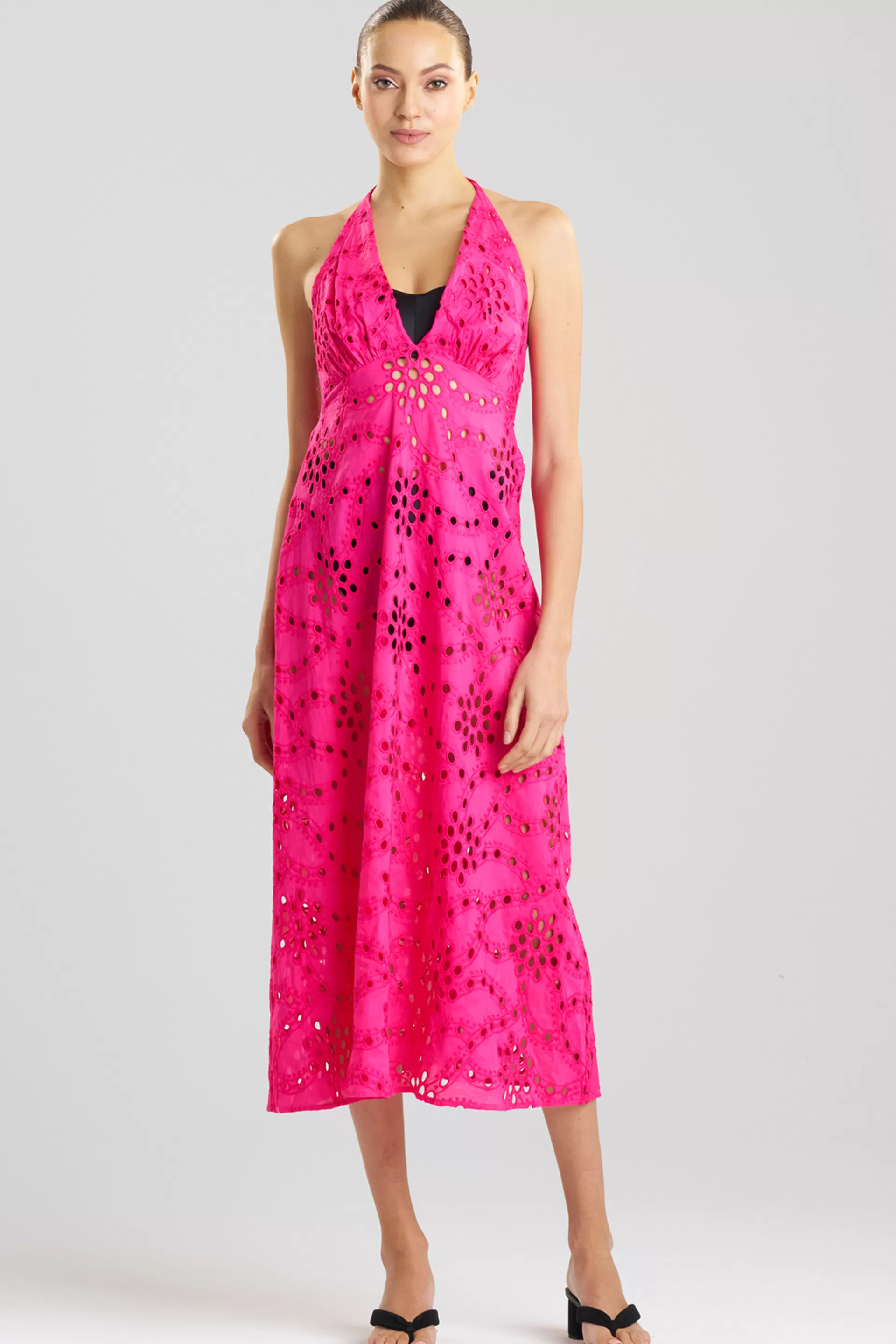 Natori Beach Dresses<Cotton Eyelet Halter Dress Wild Pink