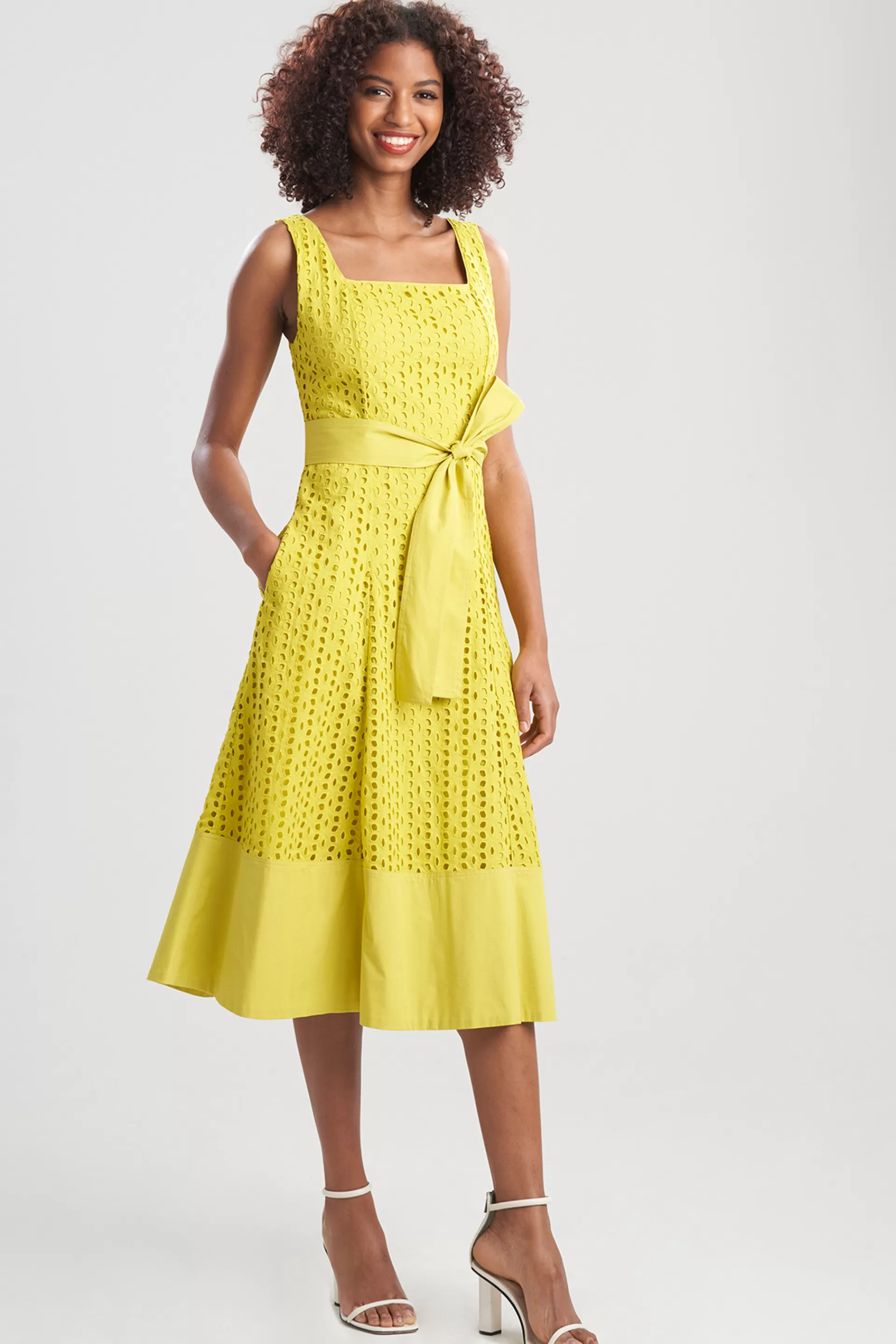 Natori Dresses<Cotton Eyelet Midi Tank Dress