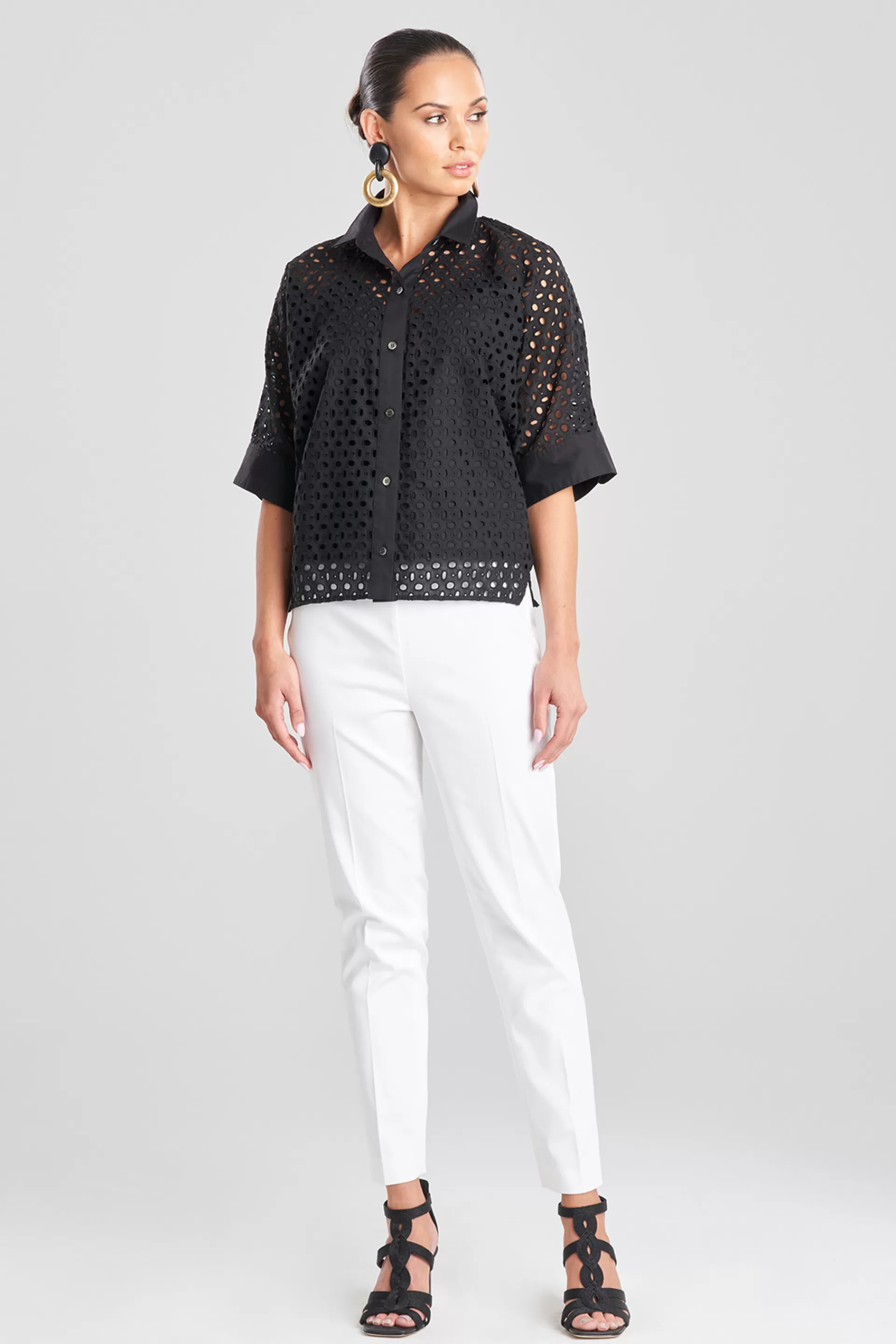 Natori Tops, Shirts & Tunics<Cotton Eyelet Top Black