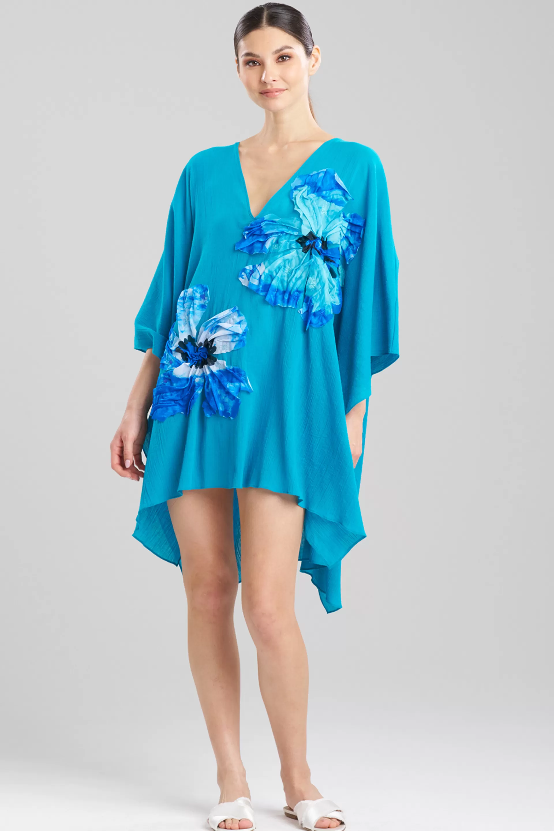 Natori Beach Caftans | Beach Dresses<Cotton Gauze Applique Caftan Cover-Up Lagoon