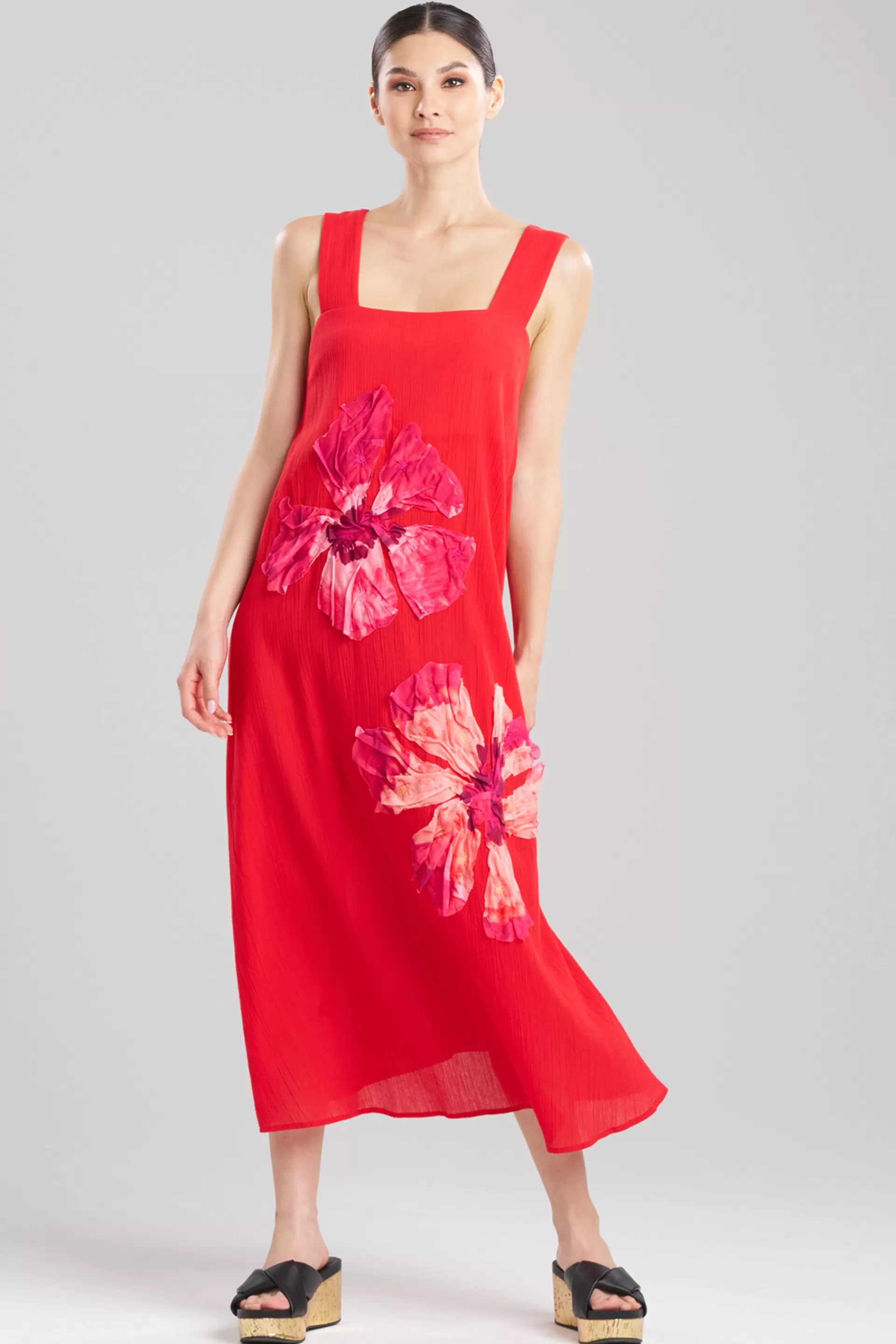 Natori Beach Dresses<Cotton Gauze Applique Dress Marachino