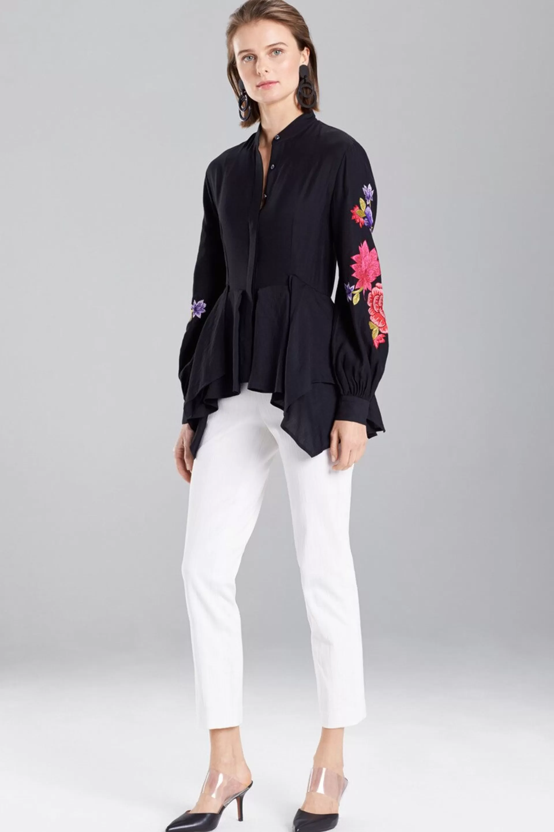 Natori Tops, Shirts & Tunics<Cotton Like Embroidered Tunic Top Black