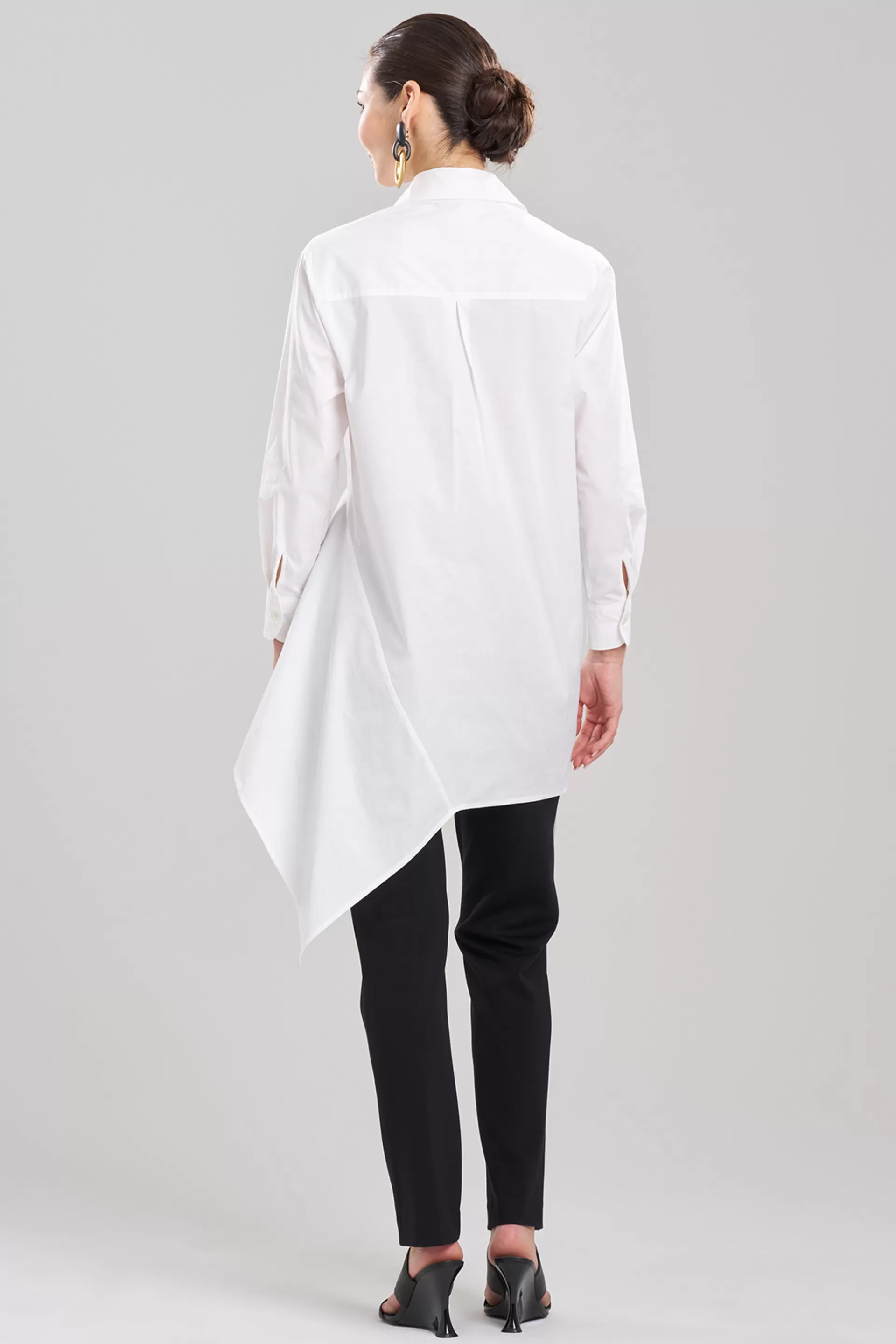 Natori Tops, Shirts & Tunics<Cotton Poplin Asymmetrical Flounce Shirt