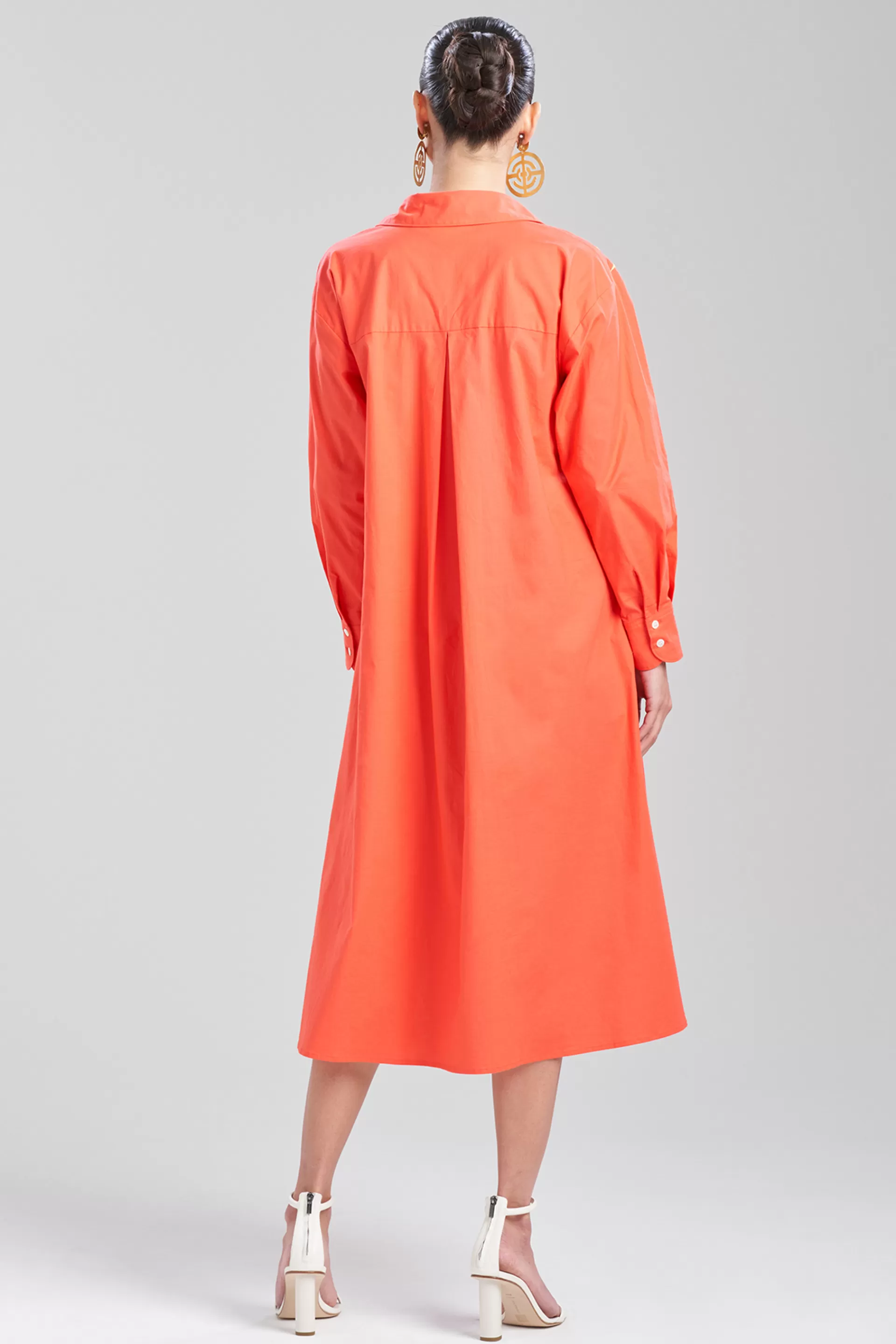 Natori Dresses<Cotton Poplin El Nido Embroidered Shirtdress Bright Heather Coral