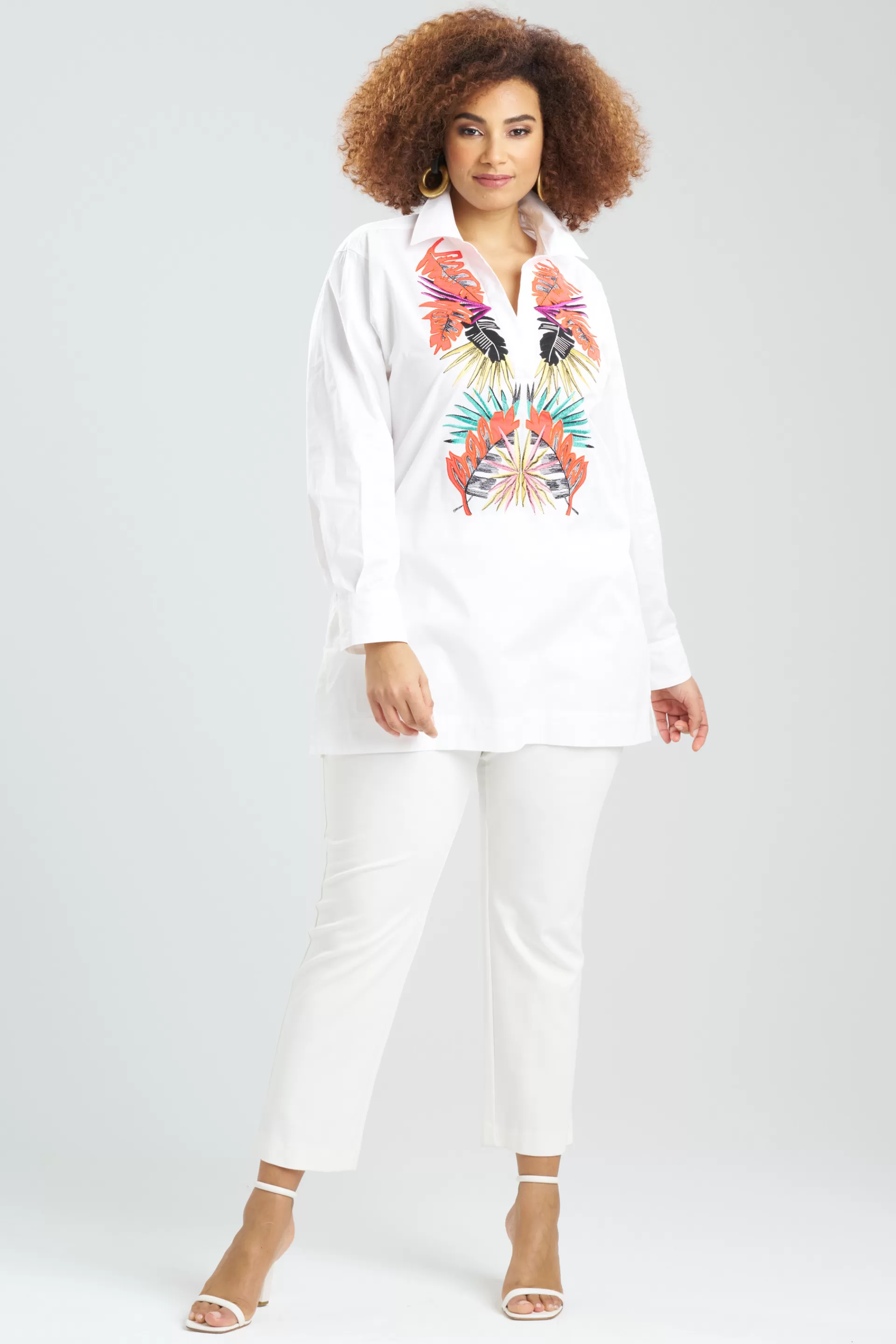 Natori Tops, Shirts & Tunics<Cotton Poplin El Nido Embroidery Oversized Top White