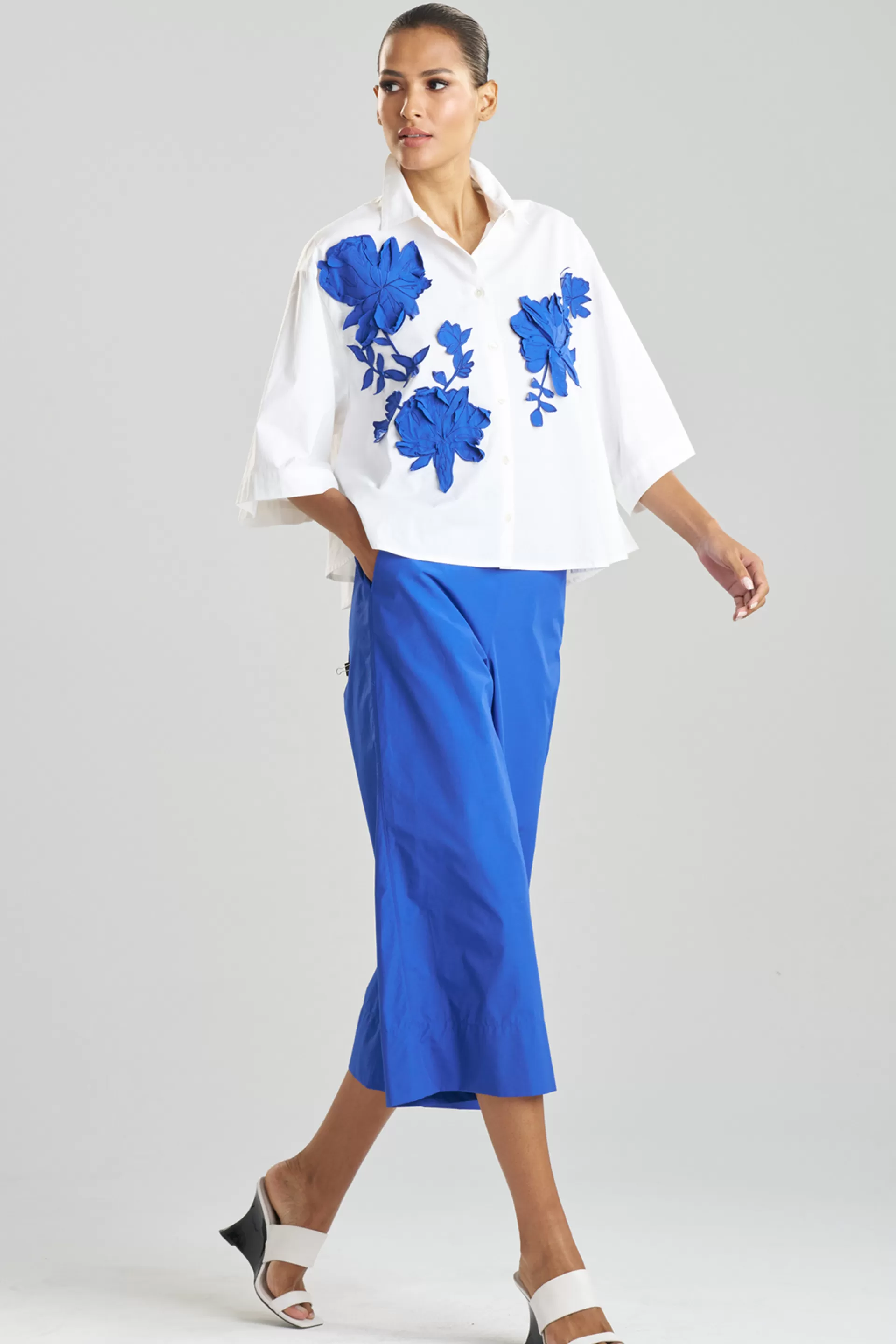 Natori Tops, Shirts & Tunics<Cotton Poplin Embroidered Trapeze Shirt White