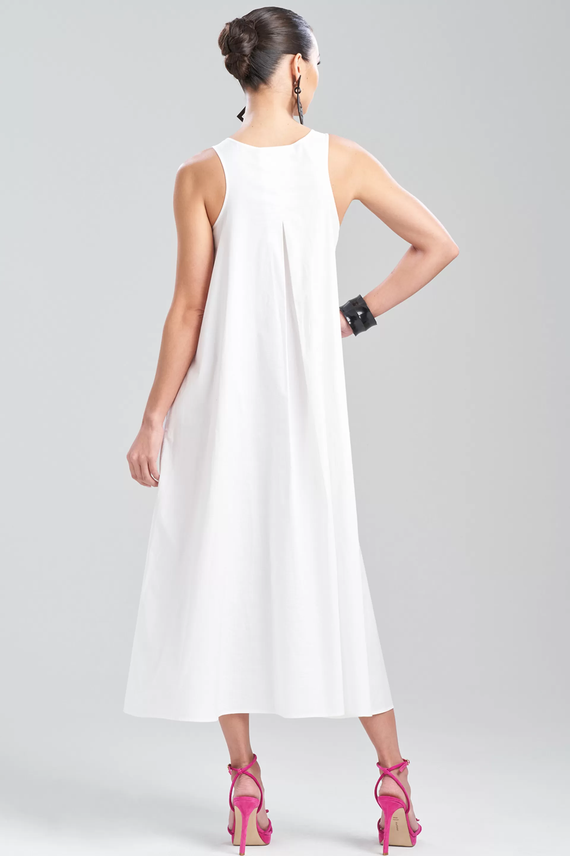 Natori Dresses<Cotton Poplin Embroidered V-Neck Dress White