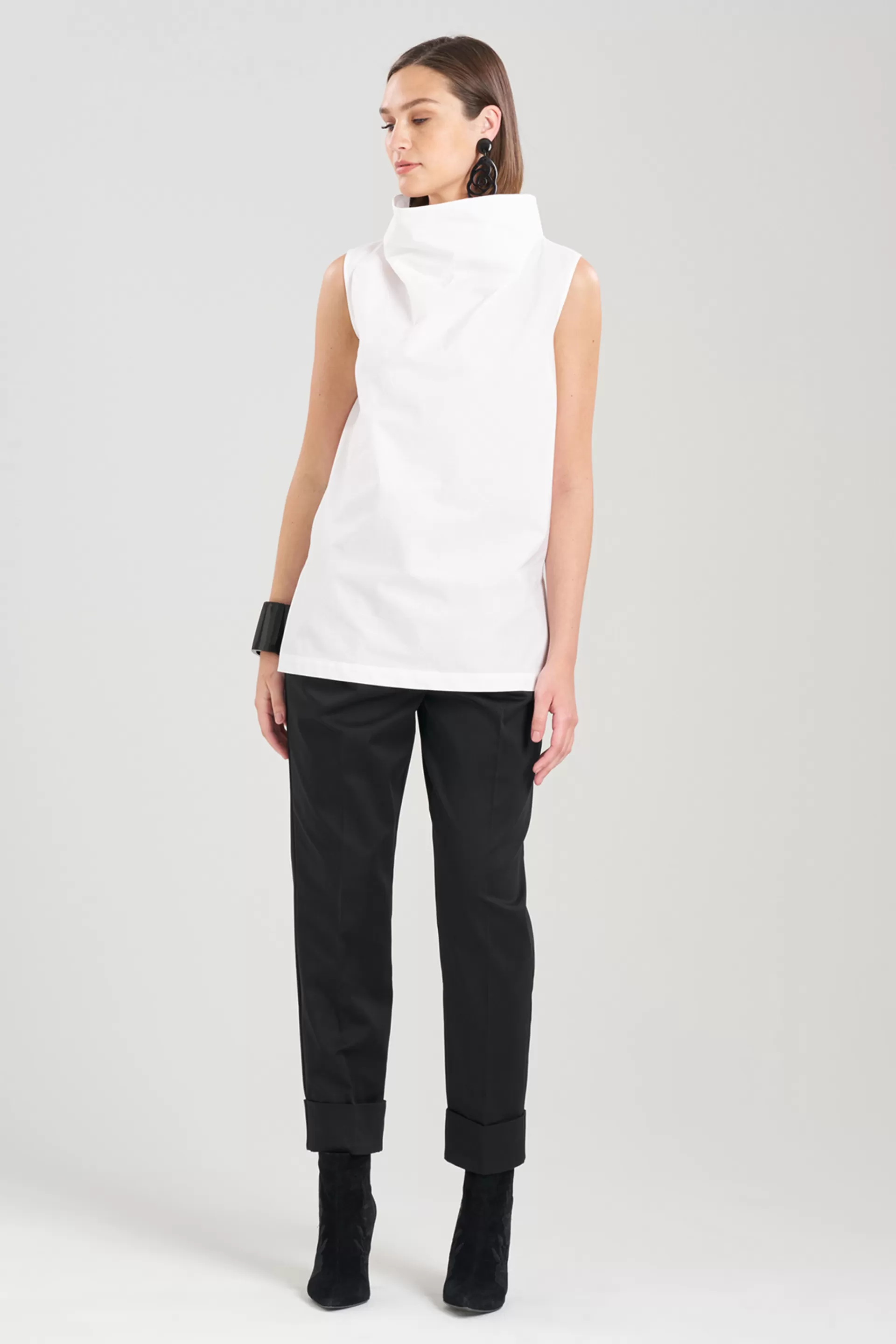 Natori Essentials | Plus Sizes<Cotton Poplin Funnel Neck Top