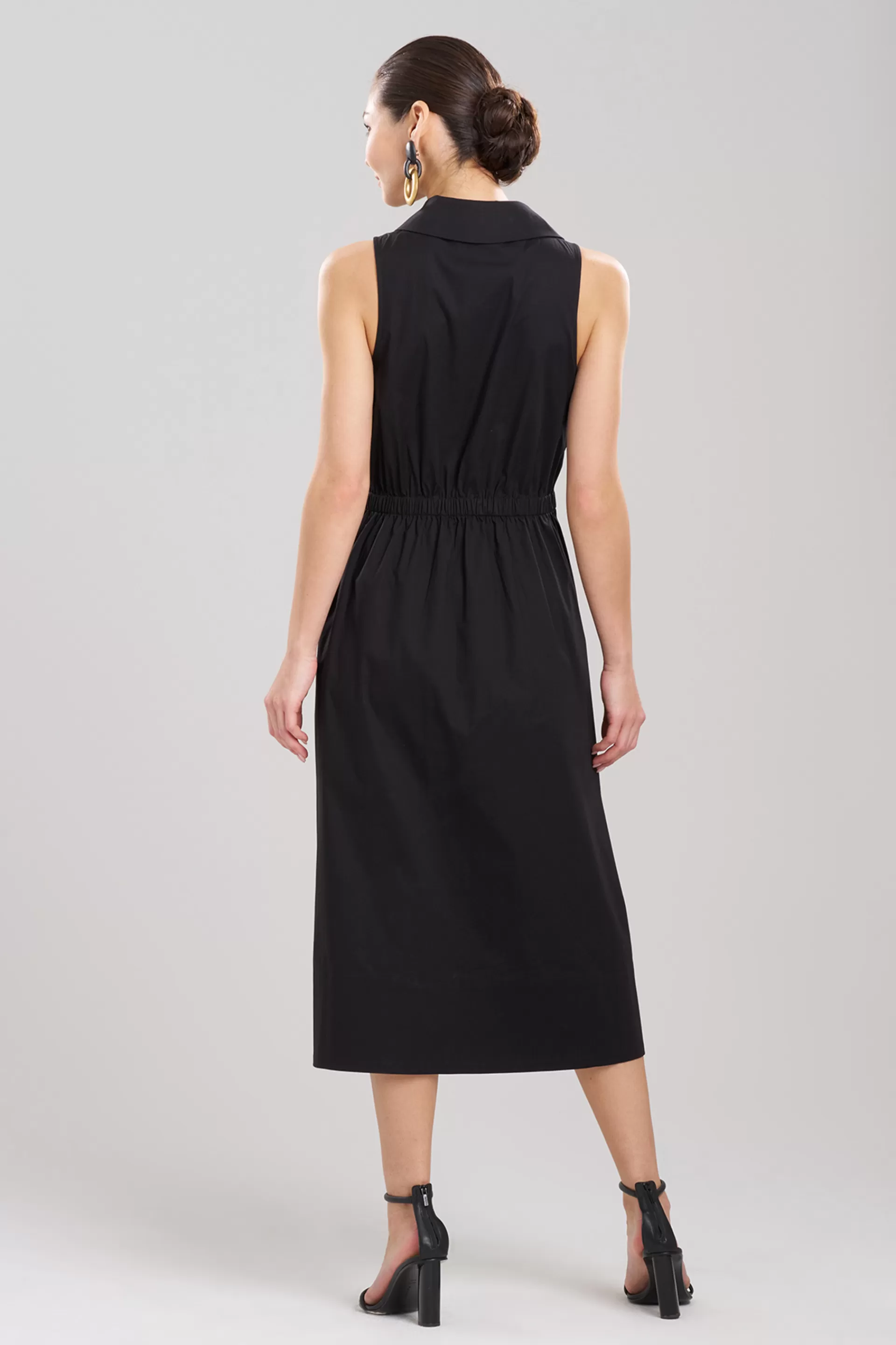 Natori Dresses<Cotton Poplin Halter Button Down Shirtdress Black