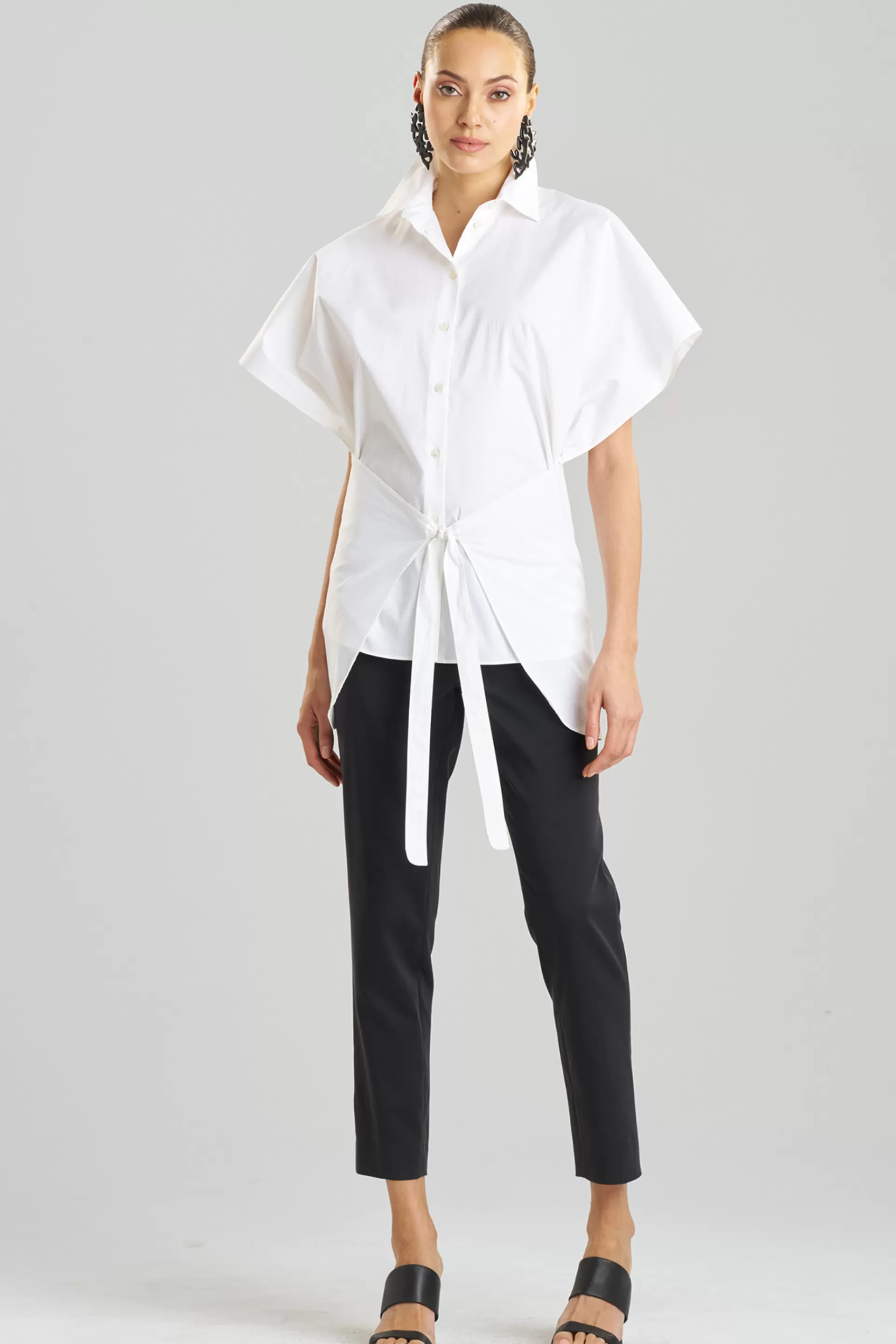 Natori Tops, Shirts & Tunics<Cotton Poplin Kimono Wrap Shirt White