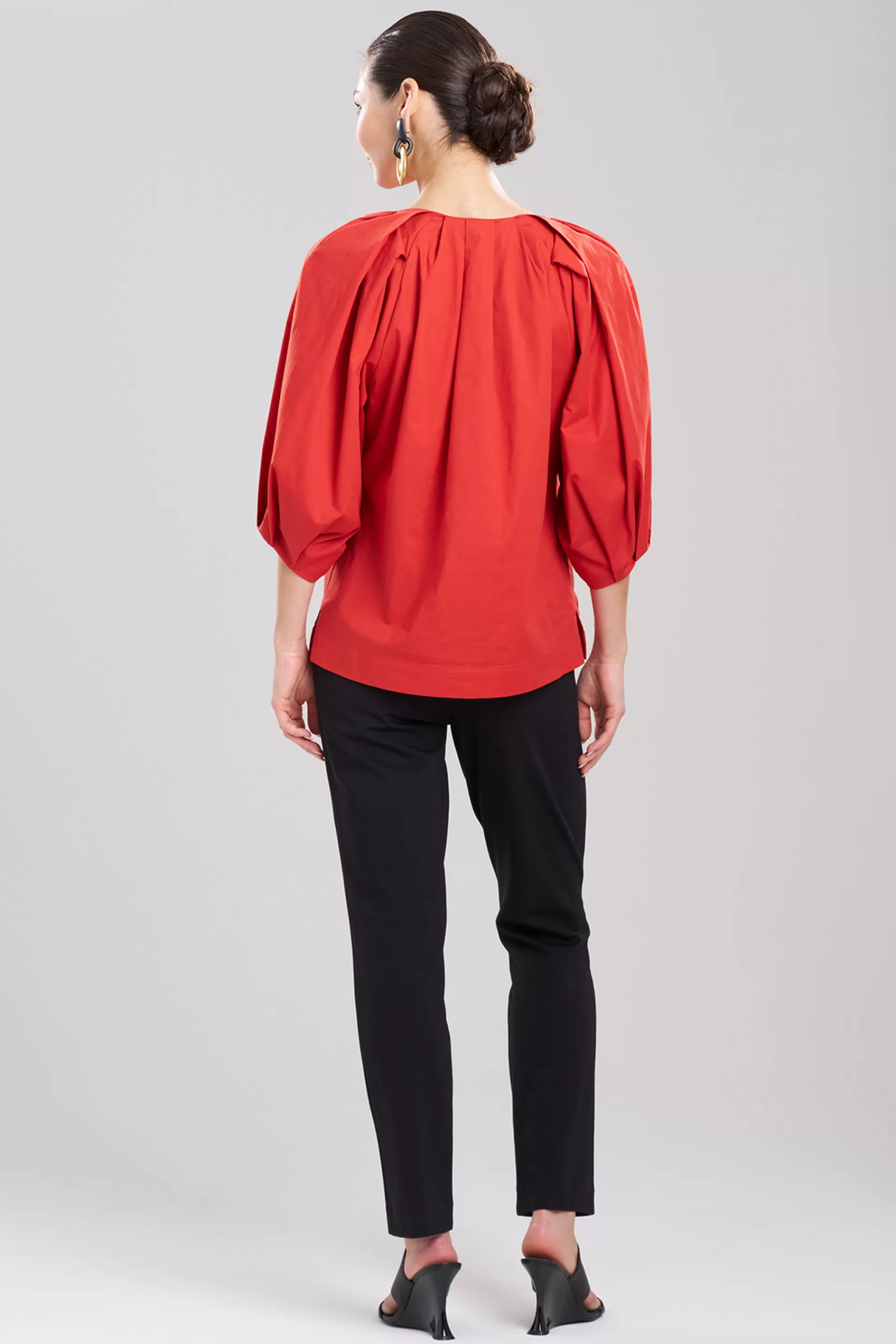 Natori Tops, Shirts & Tunics<Cotton Poplin Pleated Pullover Top