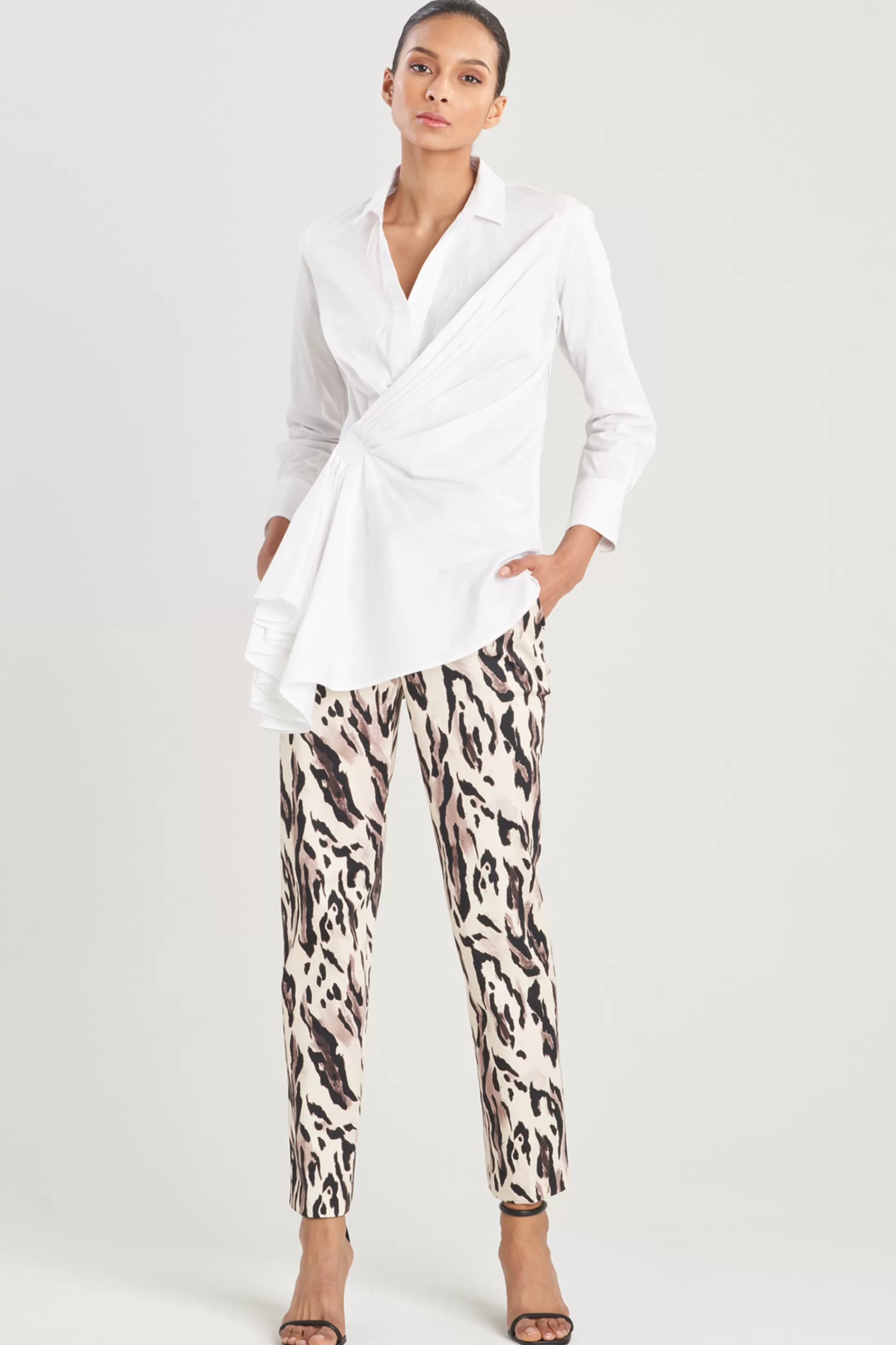 Natori Tops, Shirts & Tunics<Cotton Poplin Side Drape Shirt White