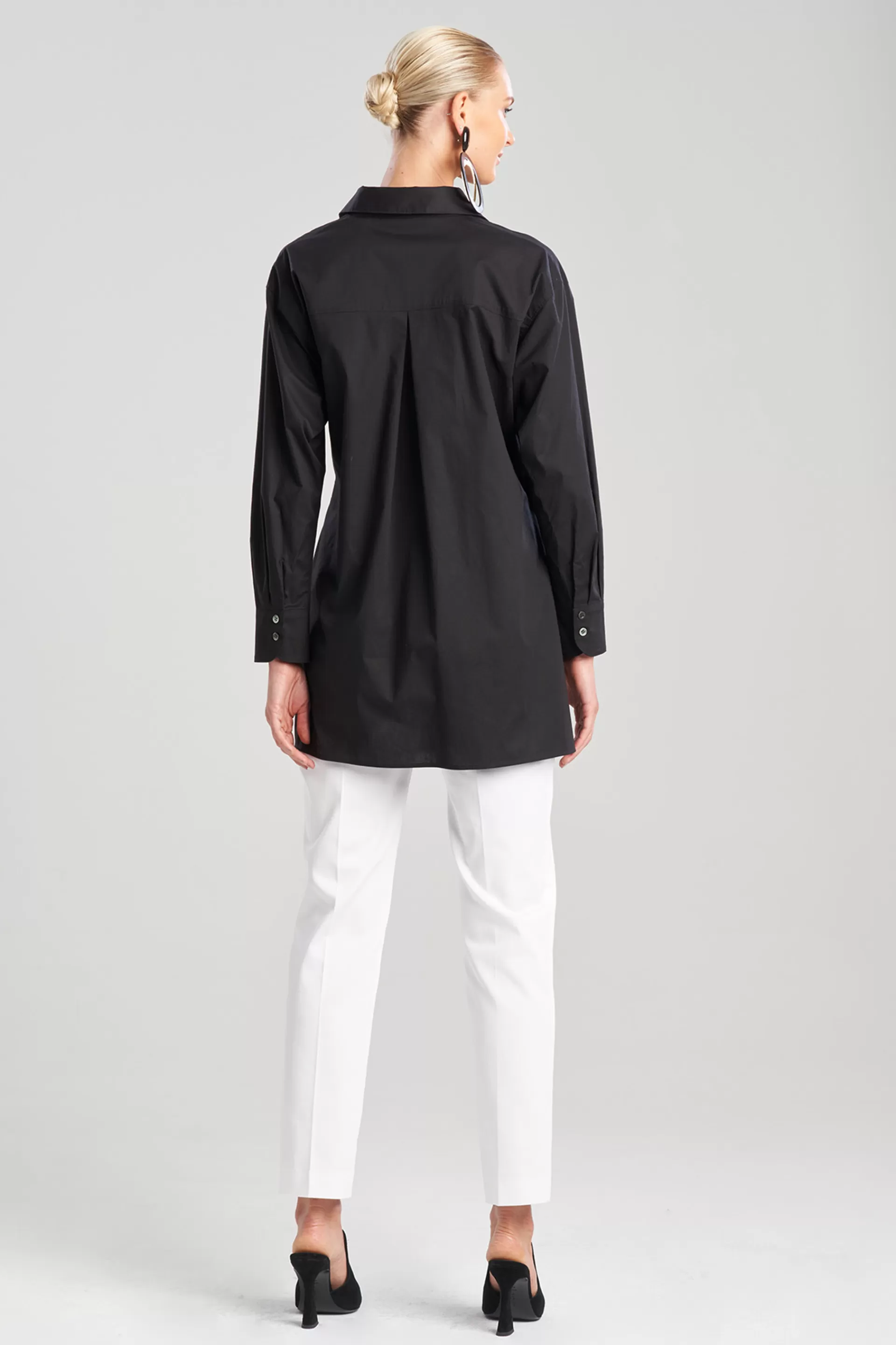 Natori Tops, Shirts & Tunics<Cotton Poplin Surplice Tie Shirt Black