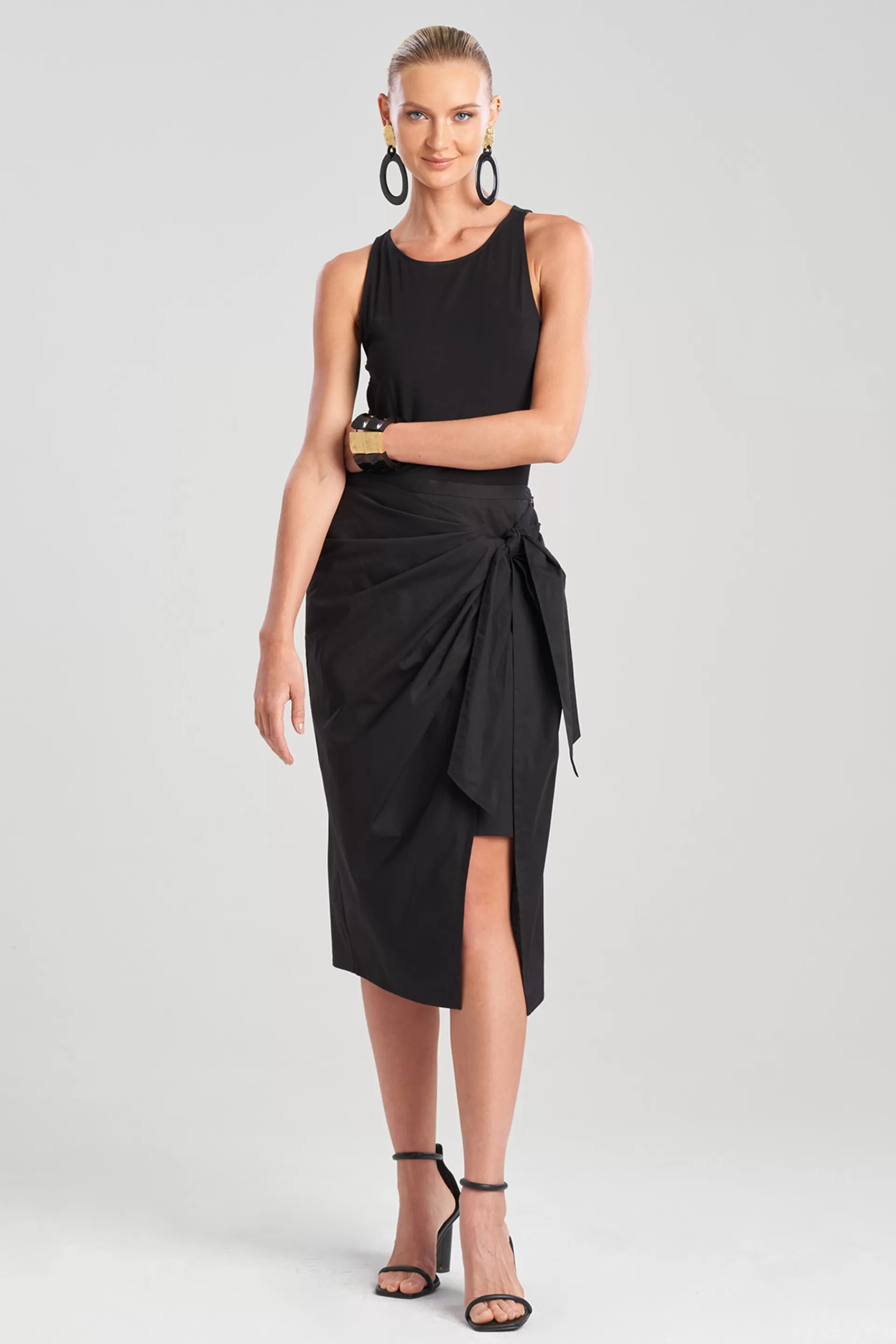 Natori Pants, Skirts & Shorts<Cotton Poplin Wrap Skirt Black