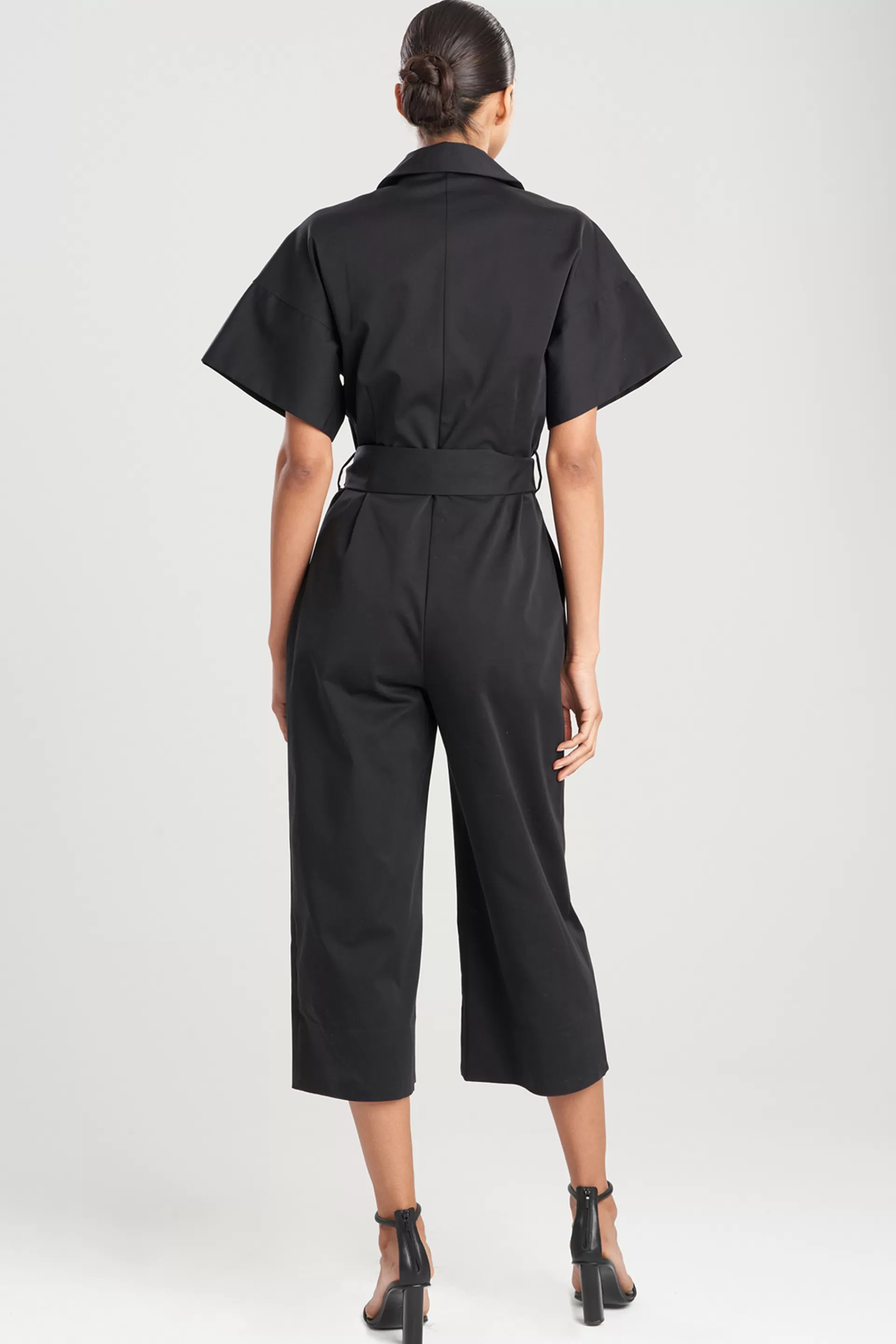 Natori Jumpsuits<Cotton Sateen Embroidered Jumpsuit Black