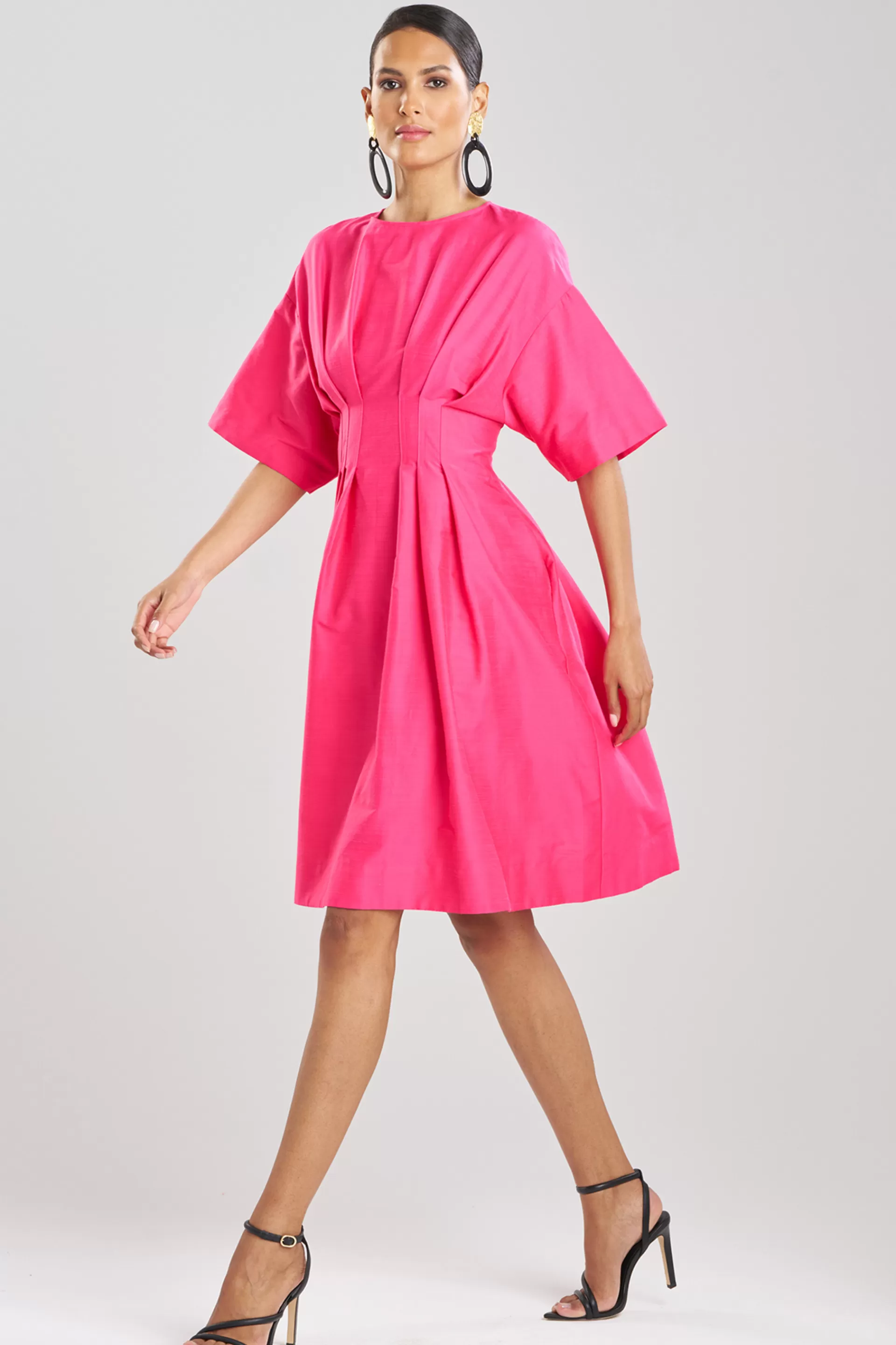 Natori Dresses<Cotton Silk Slub Pleated Dress Azalea