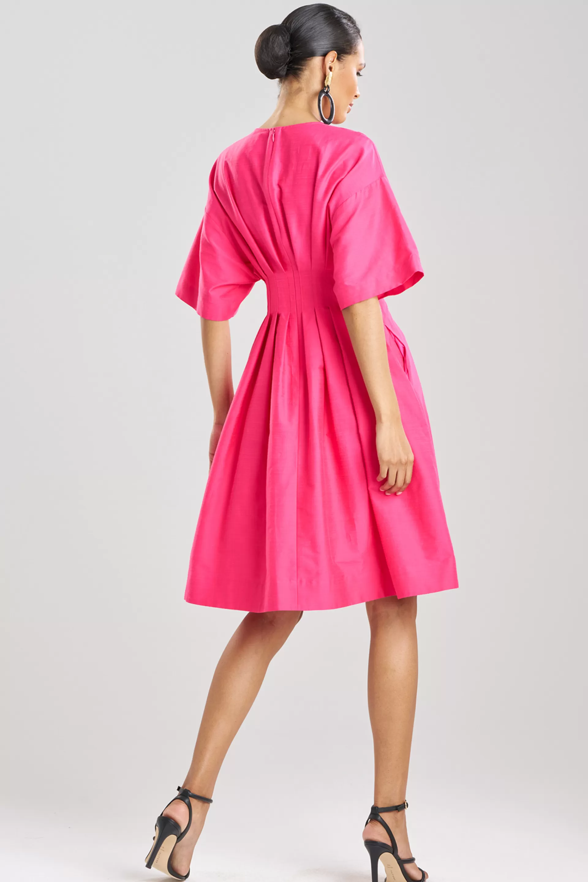 Natori Dresses<Cotton Silk Slub Pleated Dress Azalea