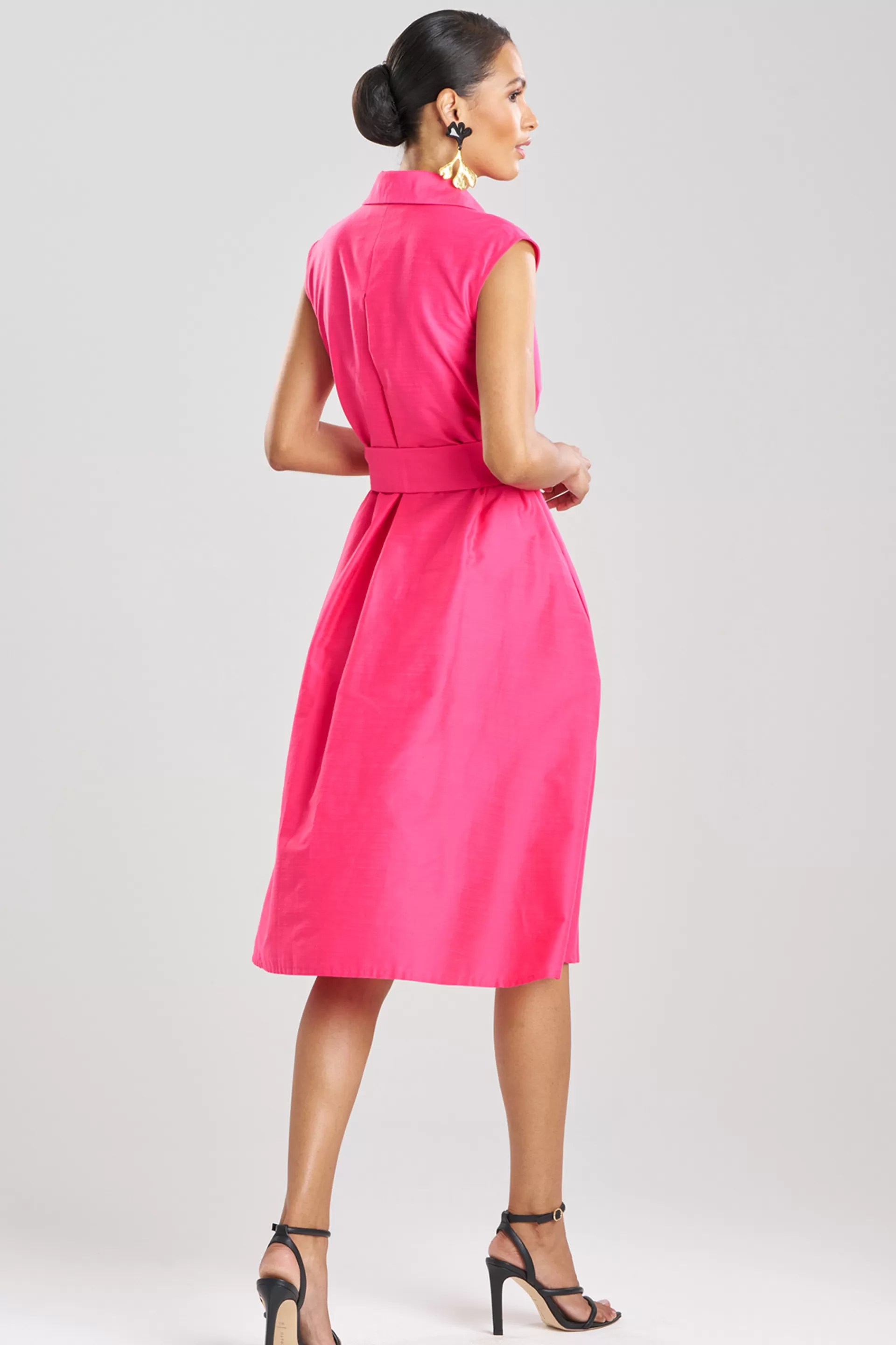 Natori Dresses<Cotton Silk Slub Trapeze Shirtdress Azalea