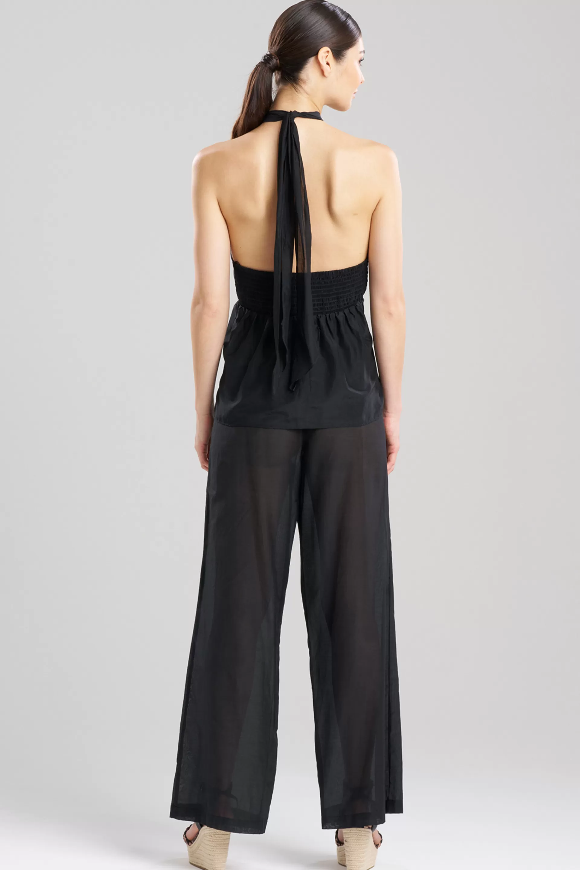 Natori Beach Tops | Tops, Shirts & Tunics<Cotton Silk Voile Applique Sheer Halter Top Black