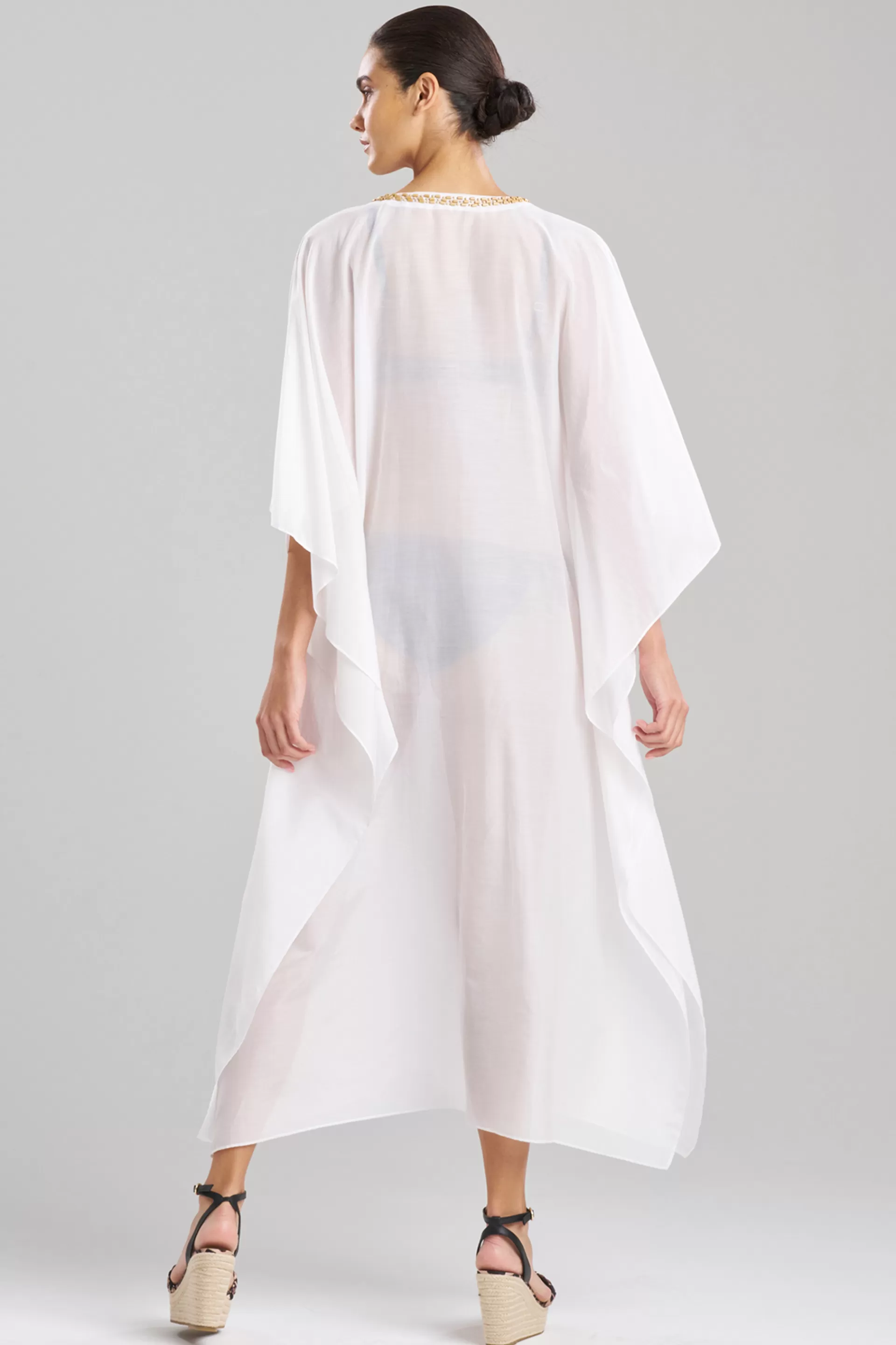 Natori Beach Caftans<Cotton Silk Voile Beaded Sheer Caftan