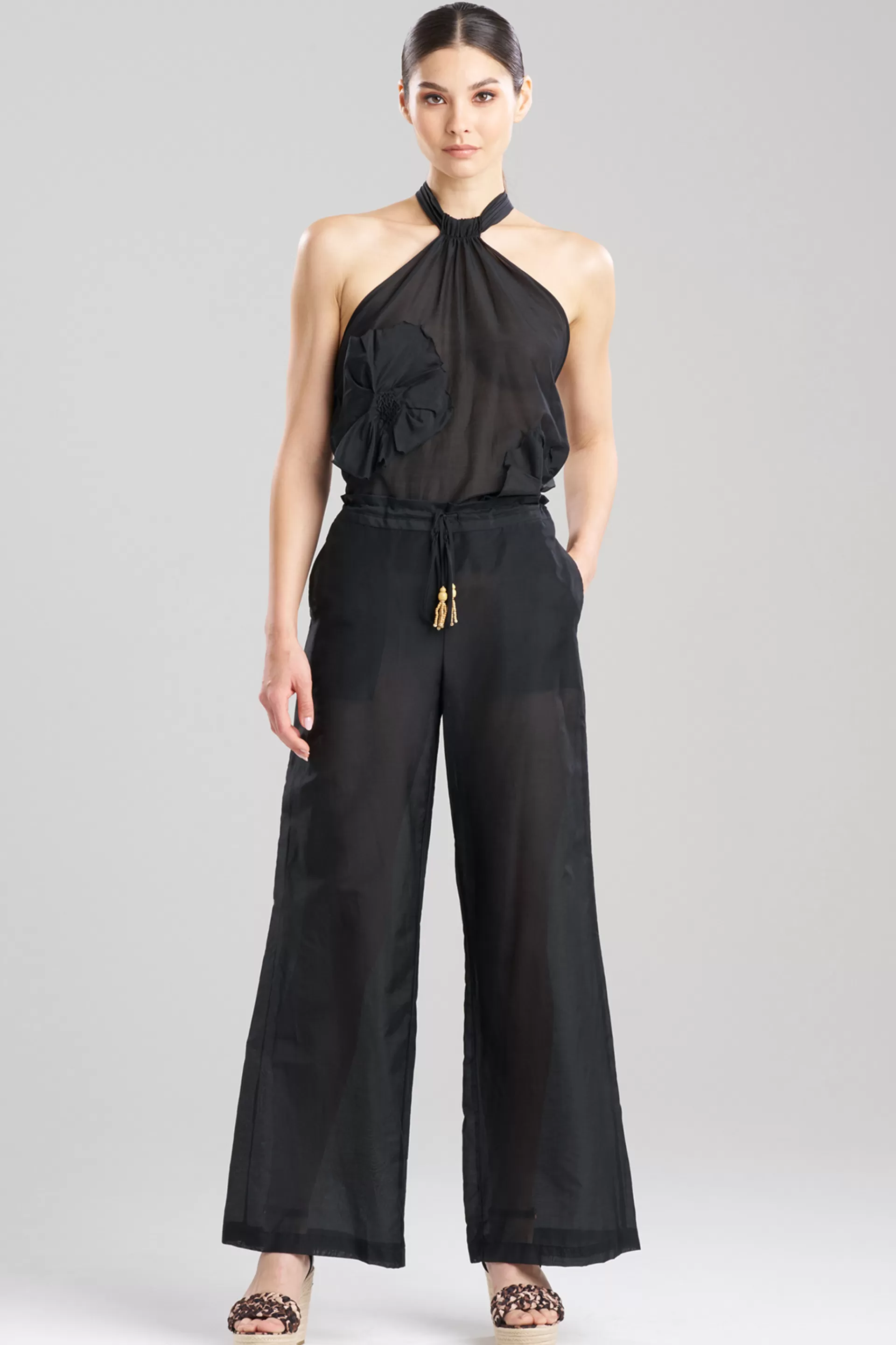 Natori Beach Bottoms<Cotton Silk Voile Sheer Pants Black