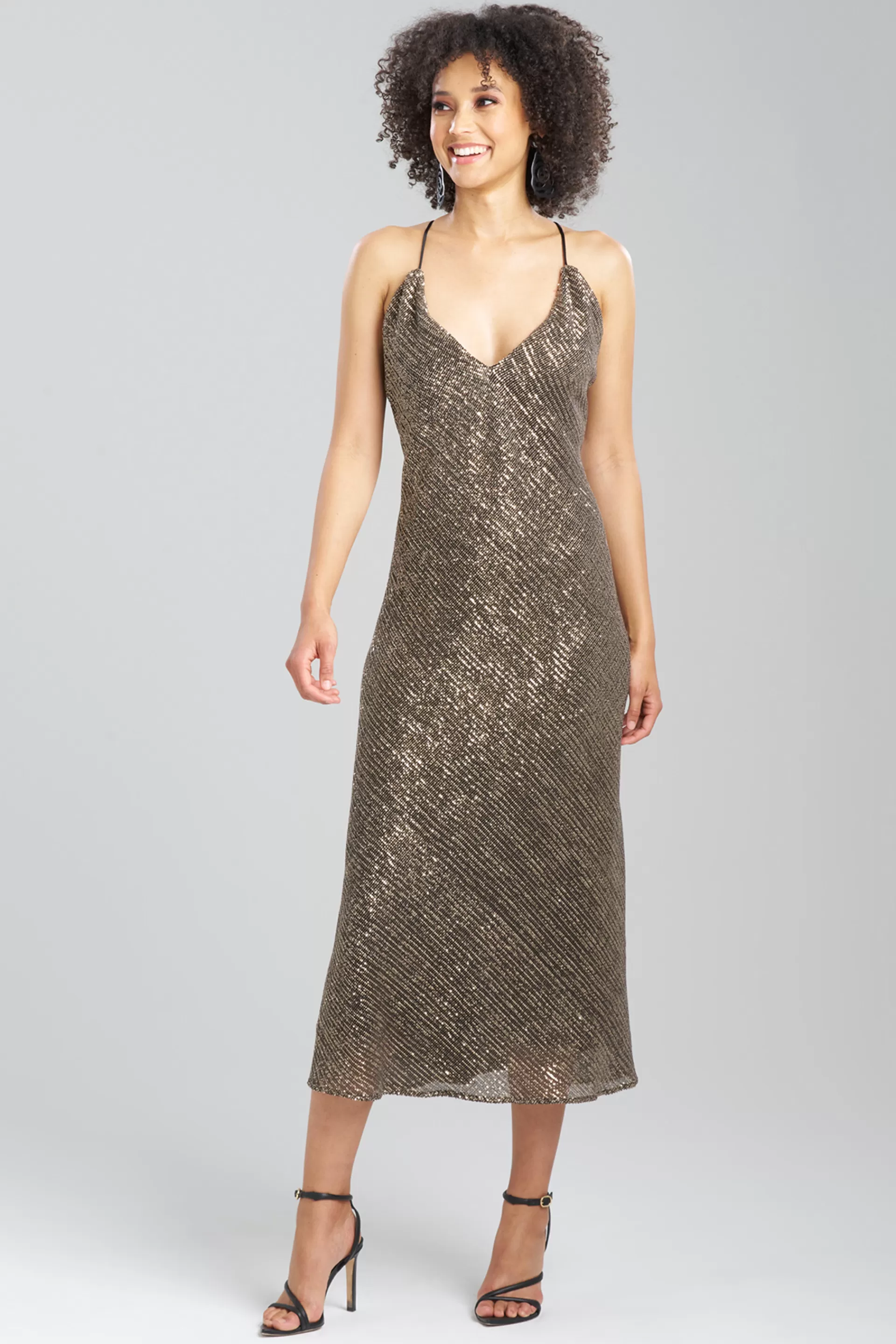 Natori Dresses | Wedding Guest Dresses<Couture All Over Sequins Open Back Slip Dress Black/Gold