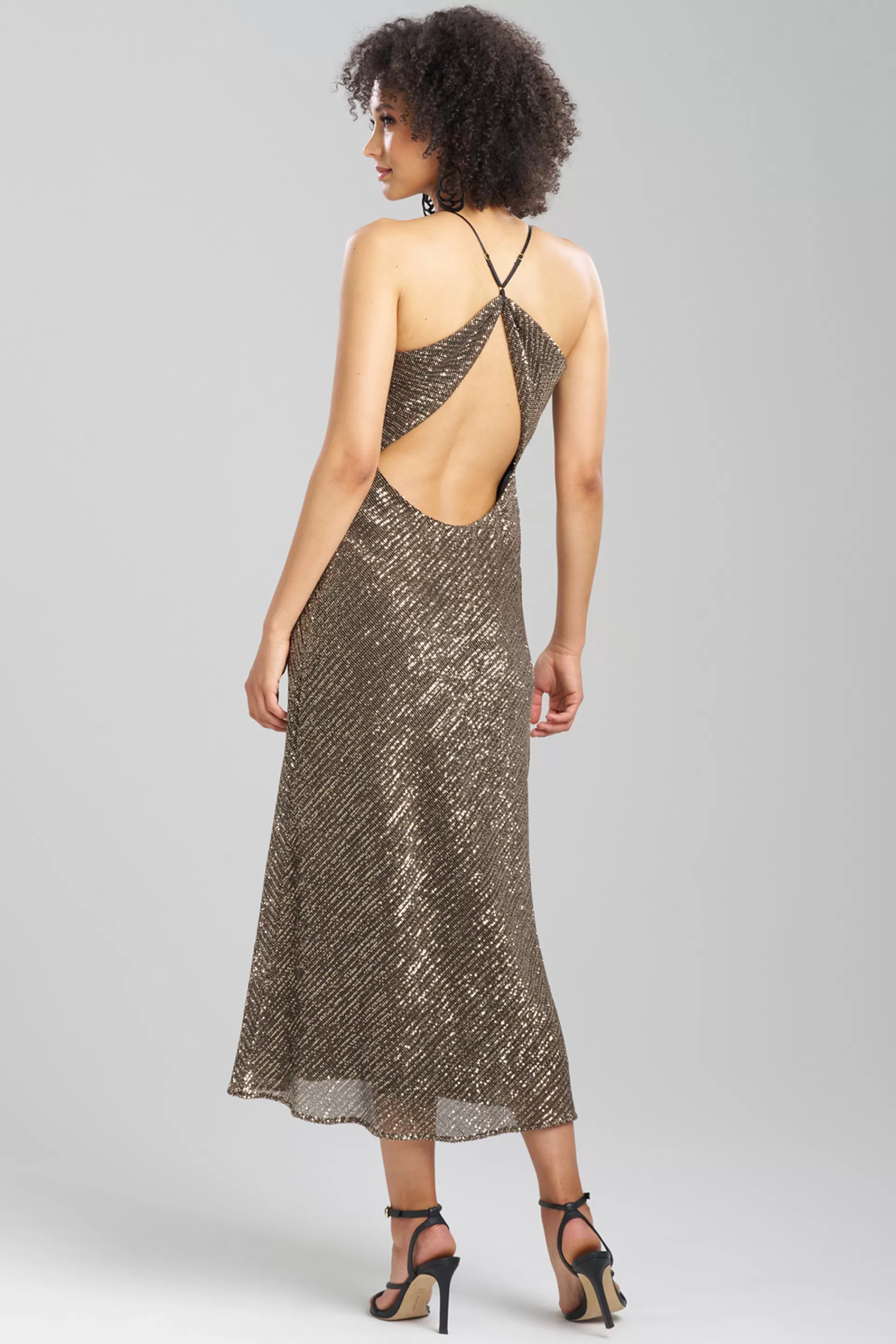 Natori Dresses | Wedding Guest Dresses<Couture All Over Sequins Open Back Slip Dress Black/Gold