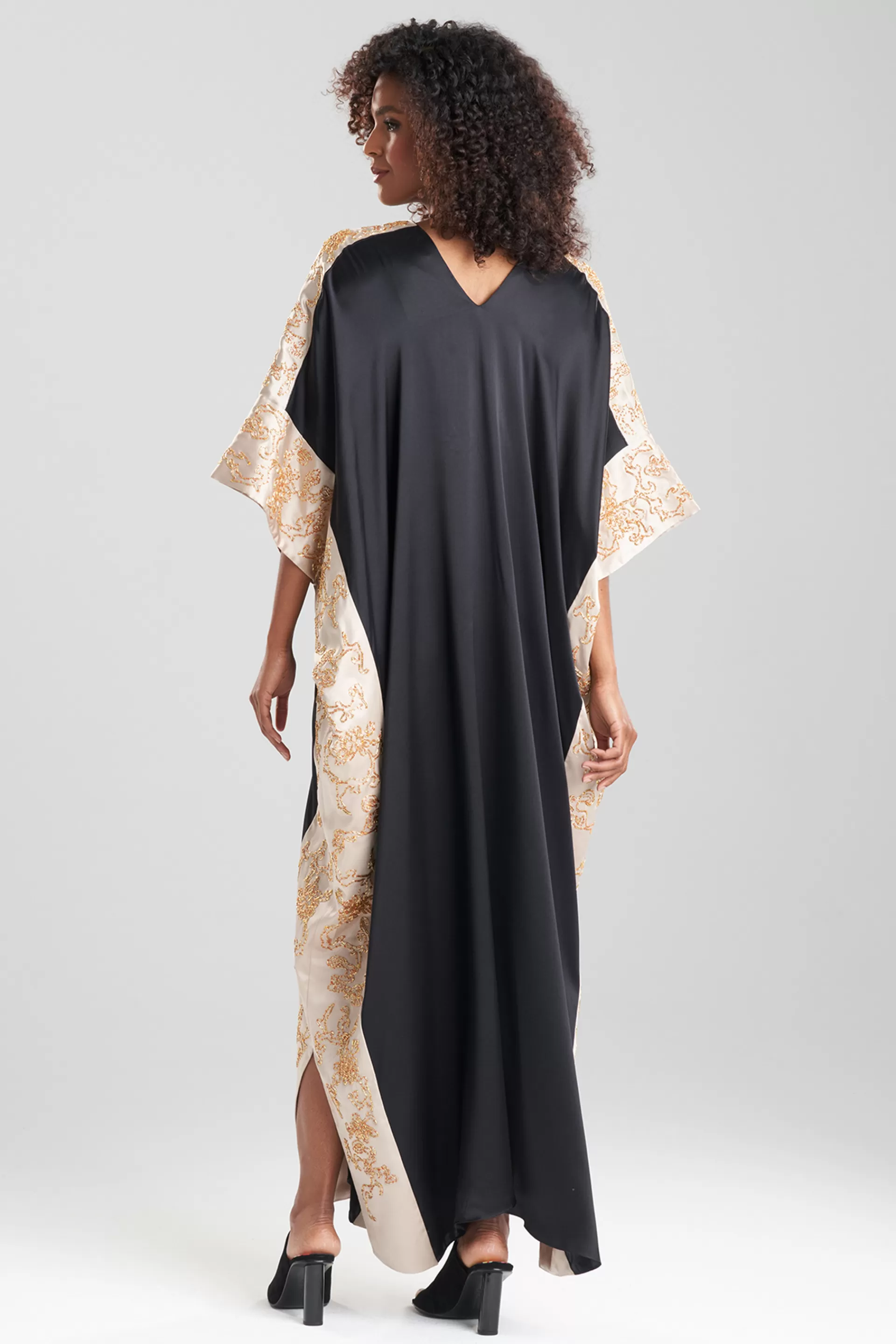 Natori Couture Caftans<Couture Dragon Embroidered Cocoon Silk Caftan Black