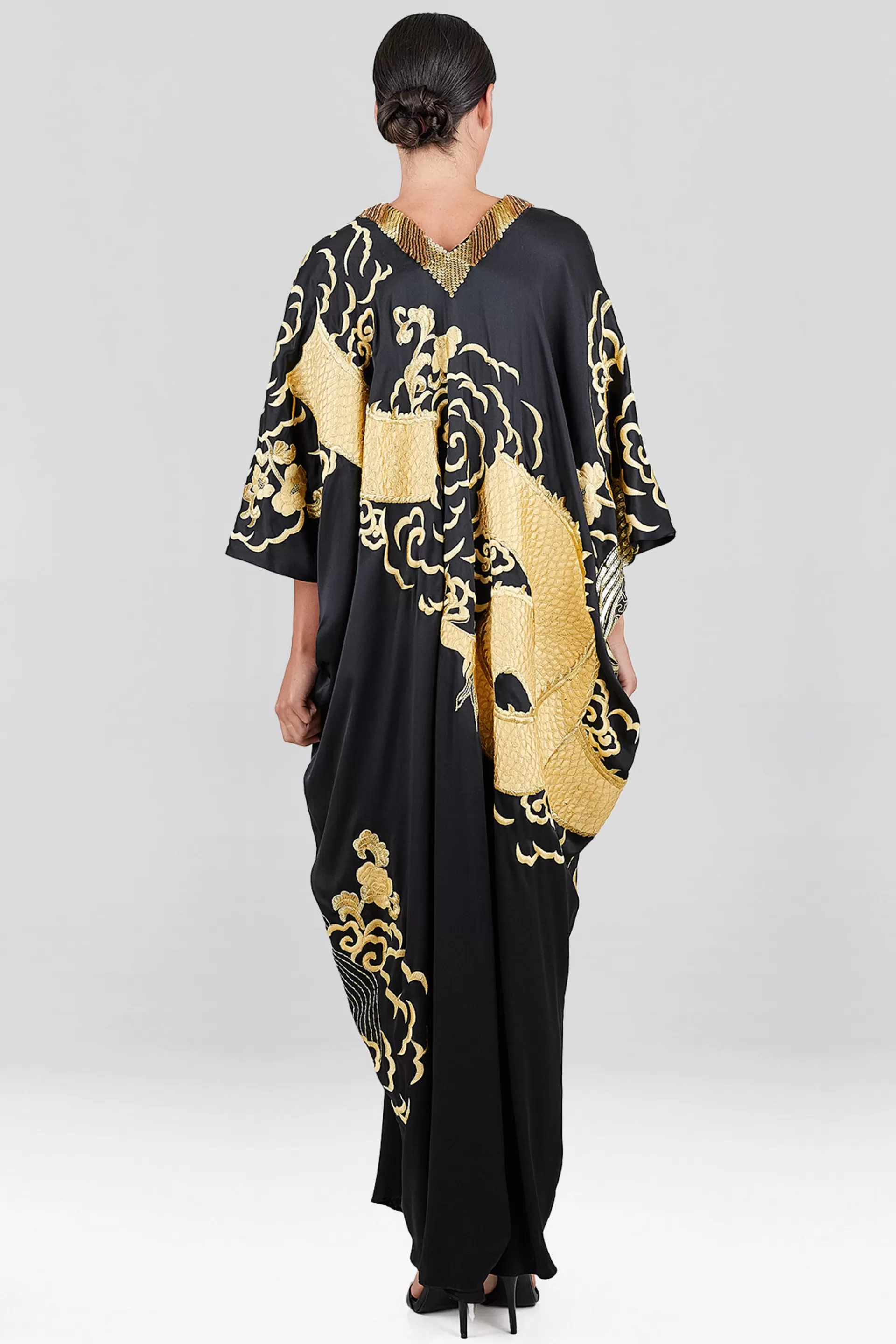 Natori Couture Caftans<Couture Embroidered Dragon Caftan Black