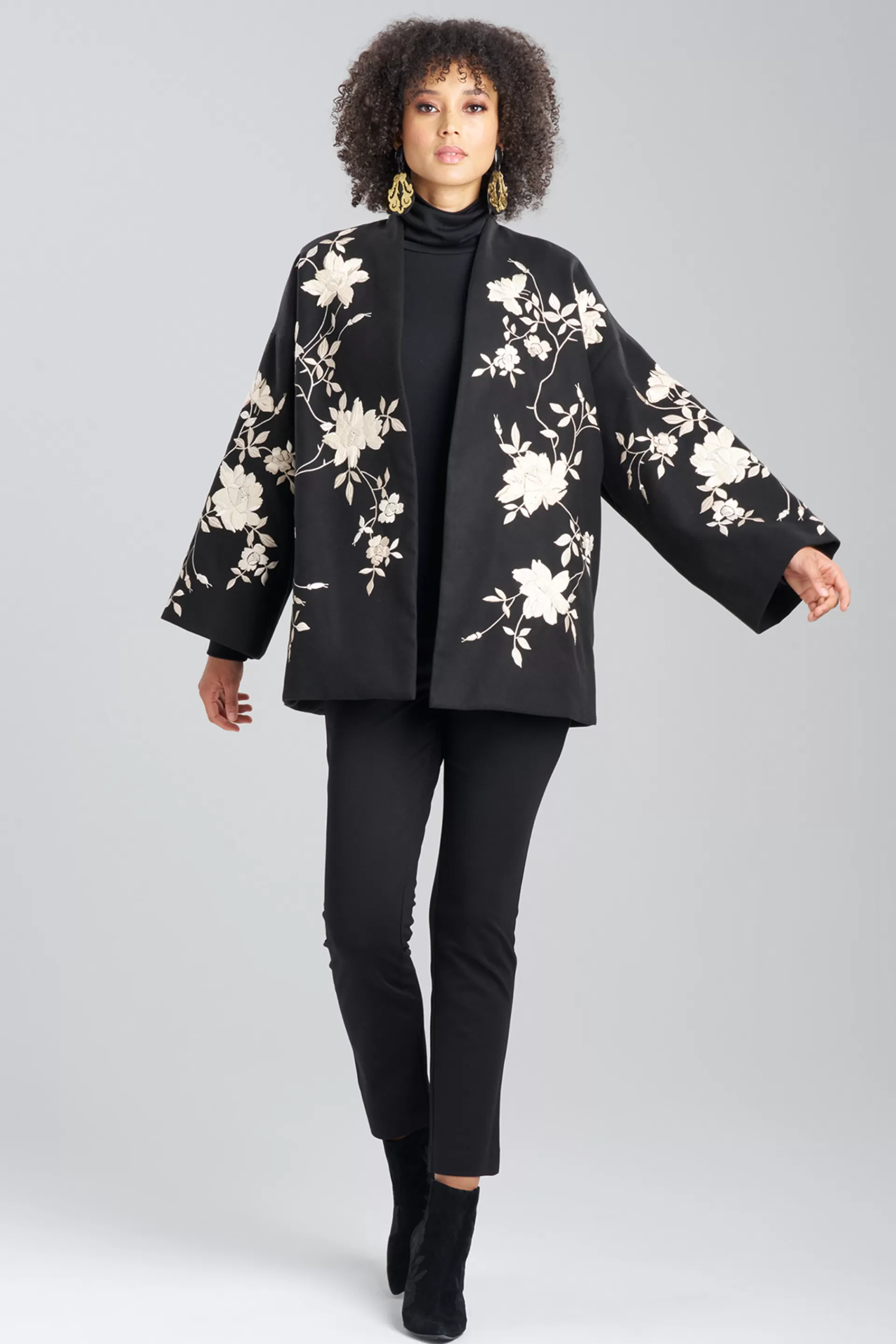 Natori Jackets & Outerwear | Couture Coats<Couture Felt Embroidered Coat Black