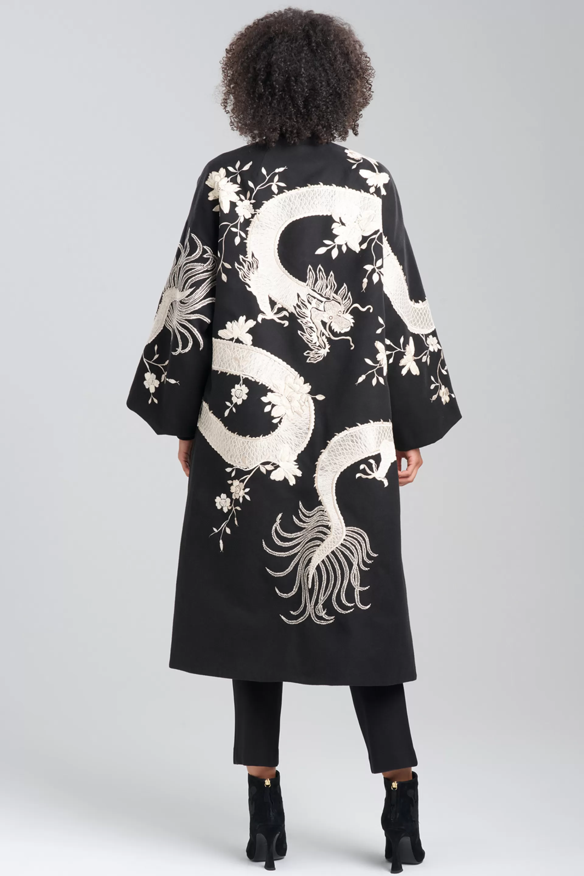 Natori Jackets & Outerwear | Couture Coats<Couture Felt Embroidered Dragon Coat Black