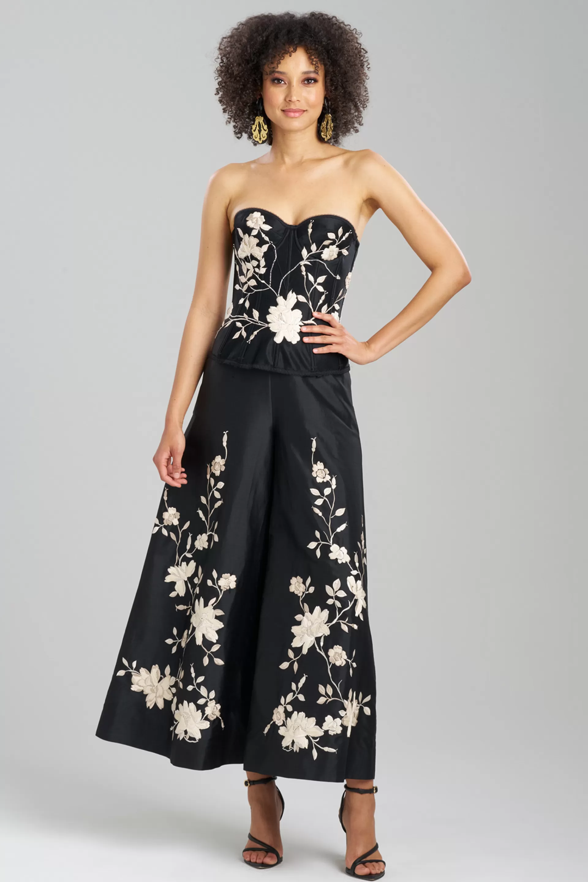 Natori Bustiers & Camis | Couture Tops<Couture Floral Embroidered Corset Black