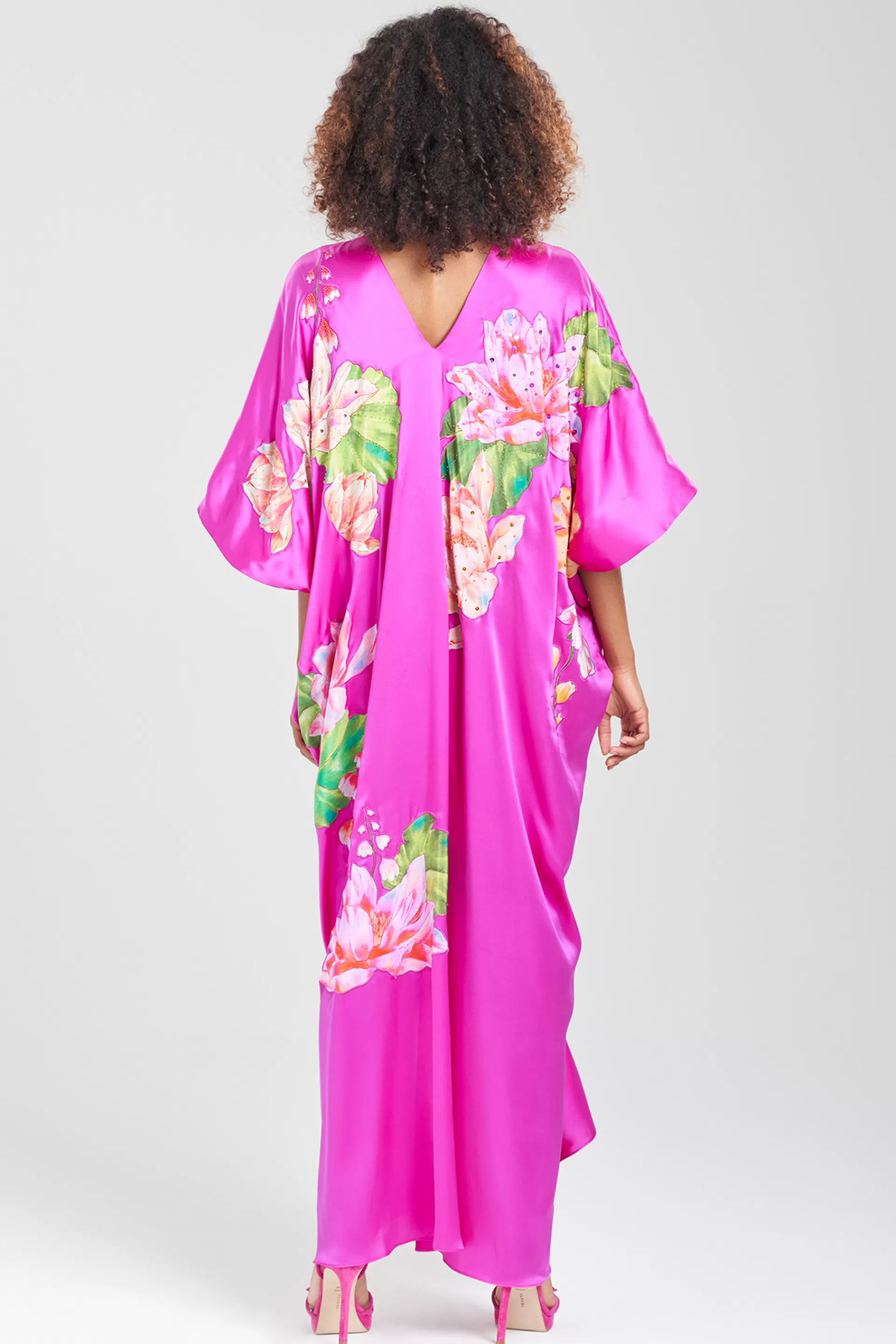 Natori Couture Caftans<Couture Hanabi Beaded Silk Caftan Hot Pink