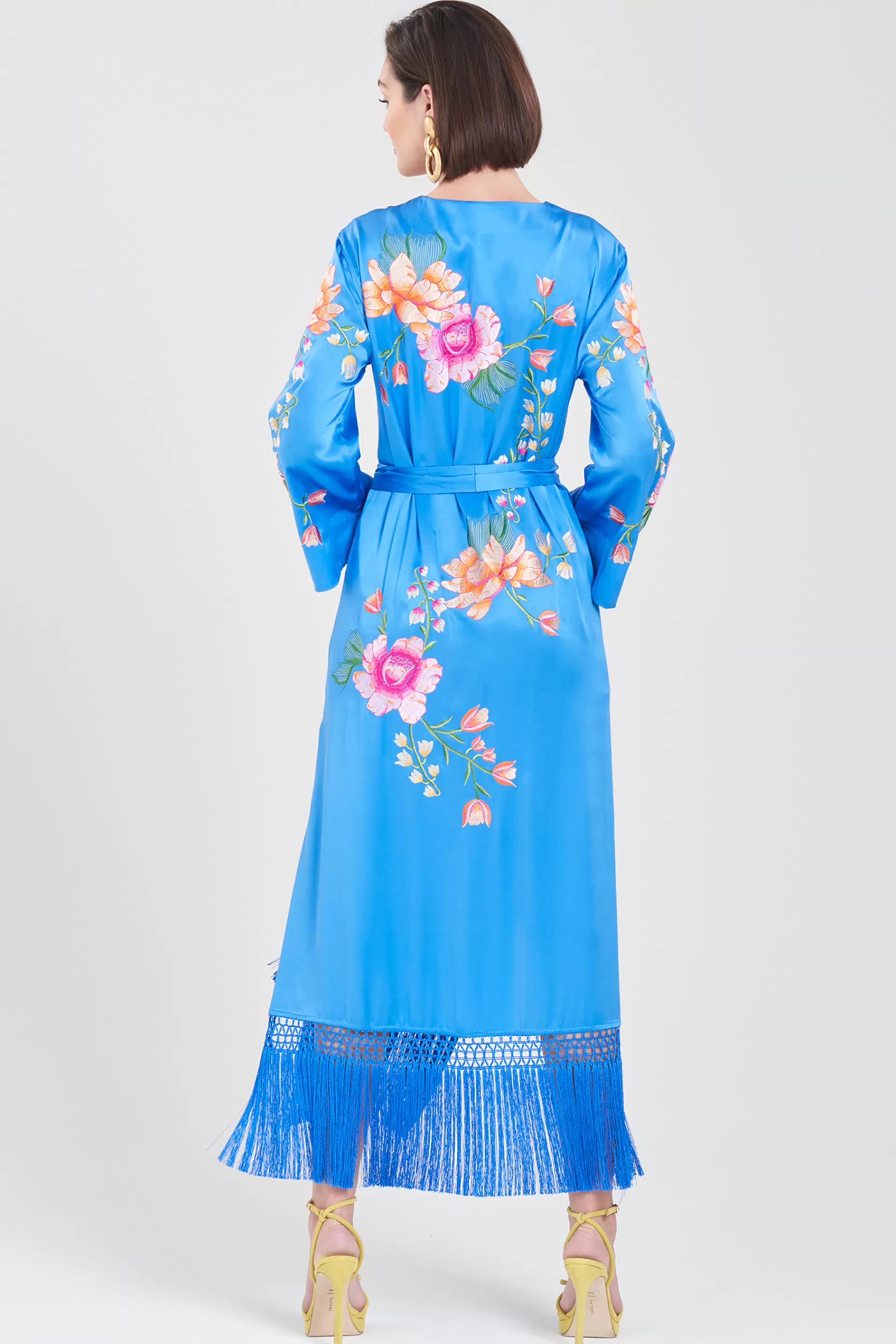 Natori Couture Caftans<Couture Hanabi Embroidered Fringe Silk Caftan Astor