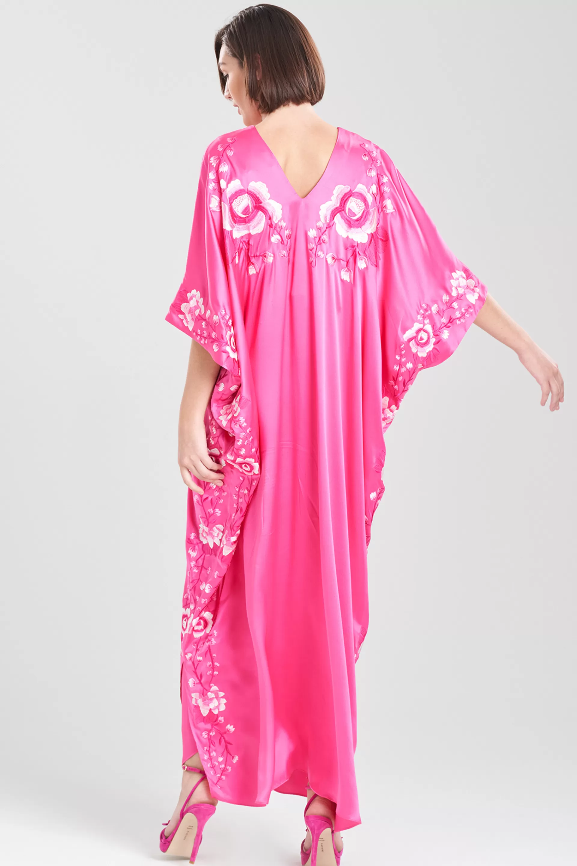 Natori Couture Caftans<Couture Hanabi Embroidered Silk Caftan Pink Sapphire