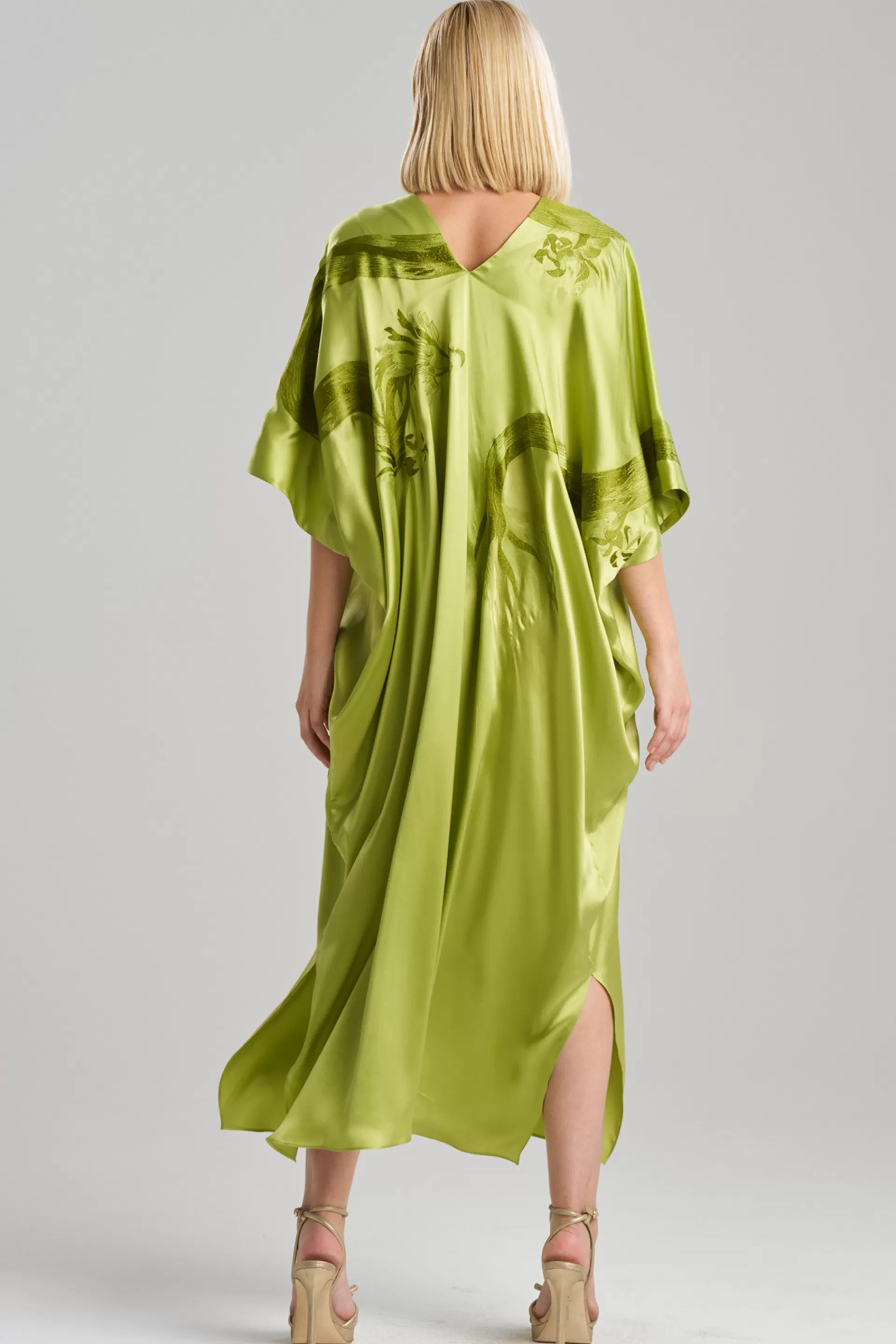 Natori Couture Caftans<Couture Ink Dragon Embroidered Cocoon Silk Caftan Pear