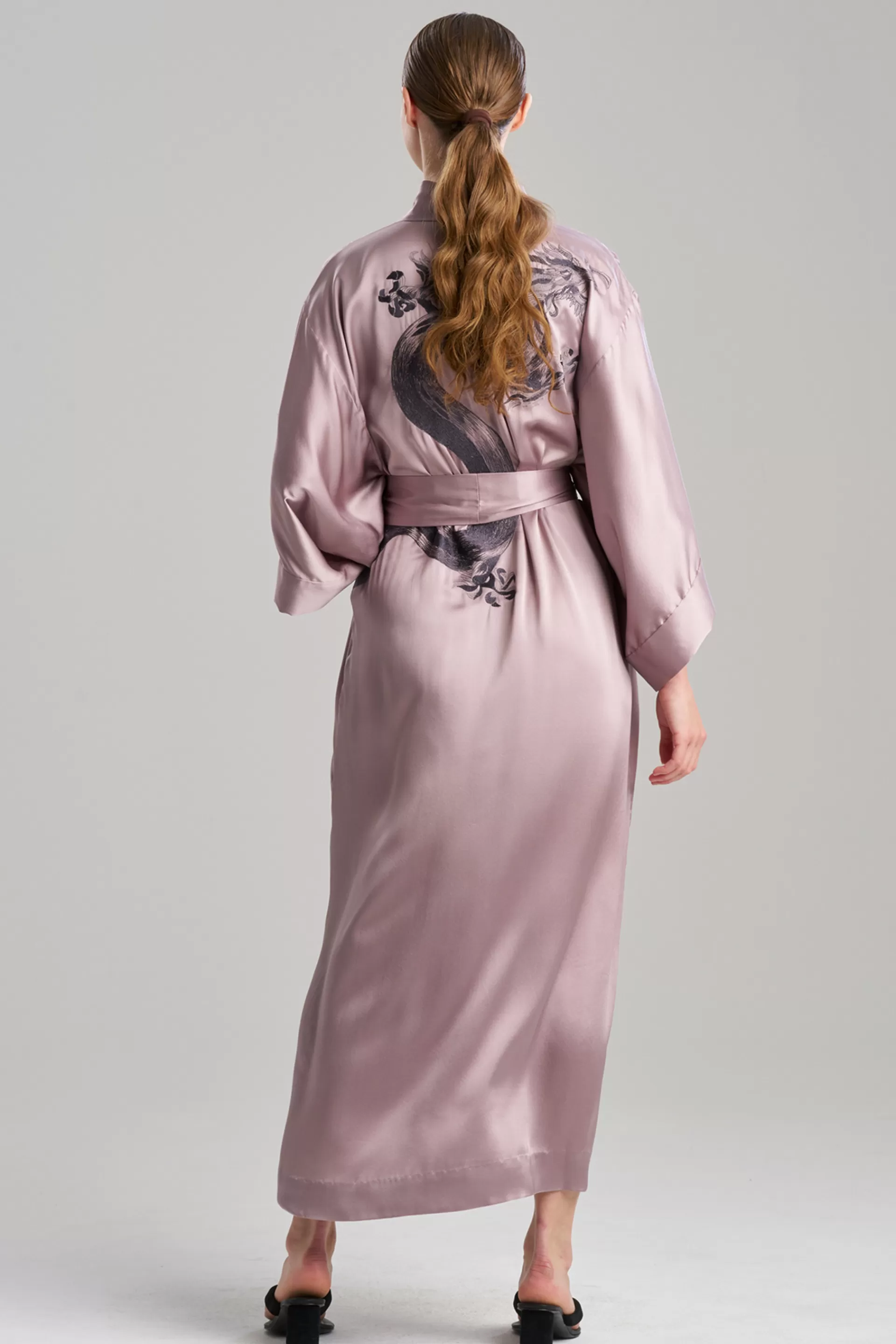 Natori Robes & Kimonos | Couture Robes<Couture Ink Dragon Embroidered Silk Robe Mocha