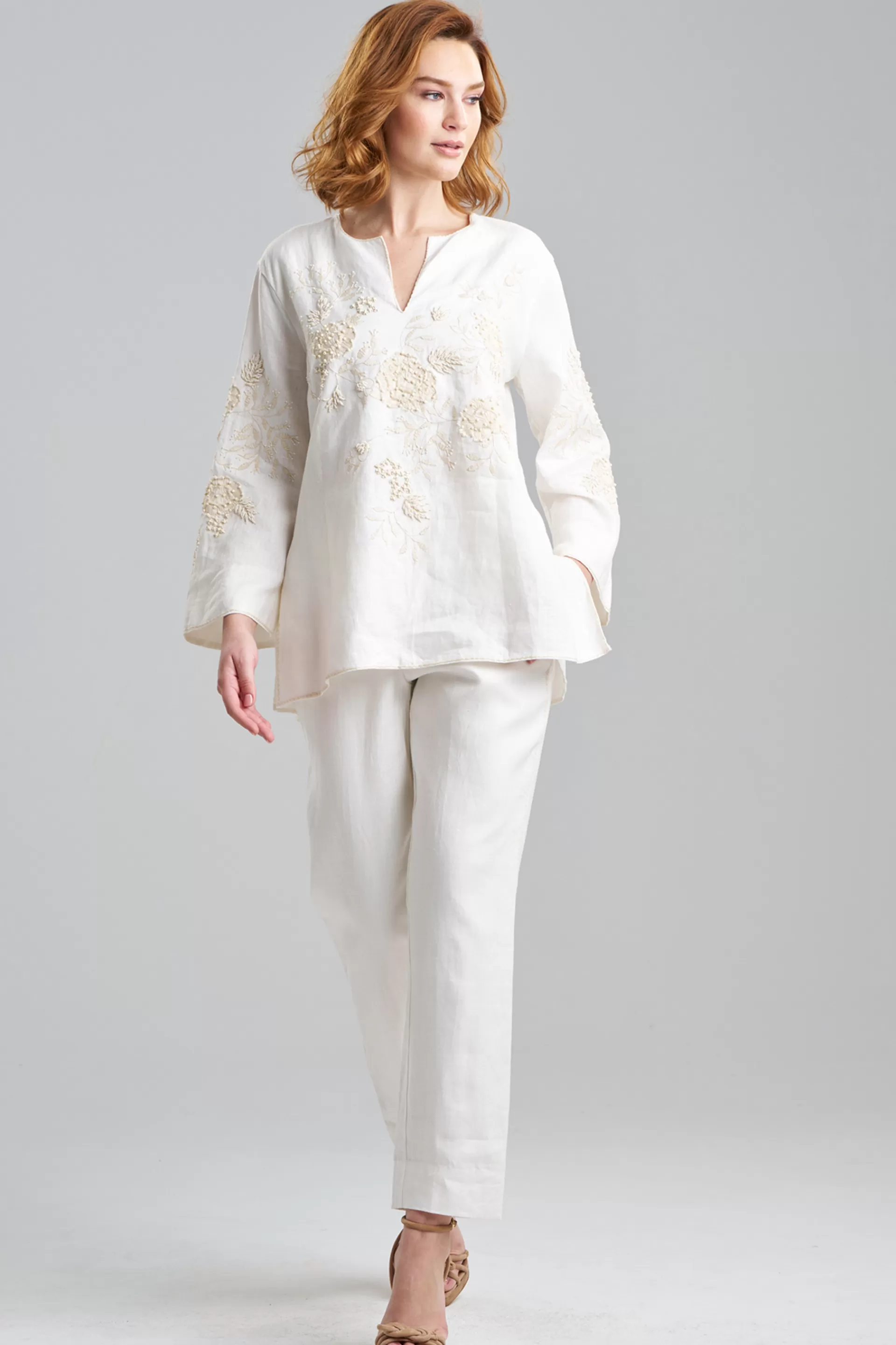 Natori Honeymoon | Tops, Shirts & Tunics<Couture Luxe Linen Embroidered Tunic White