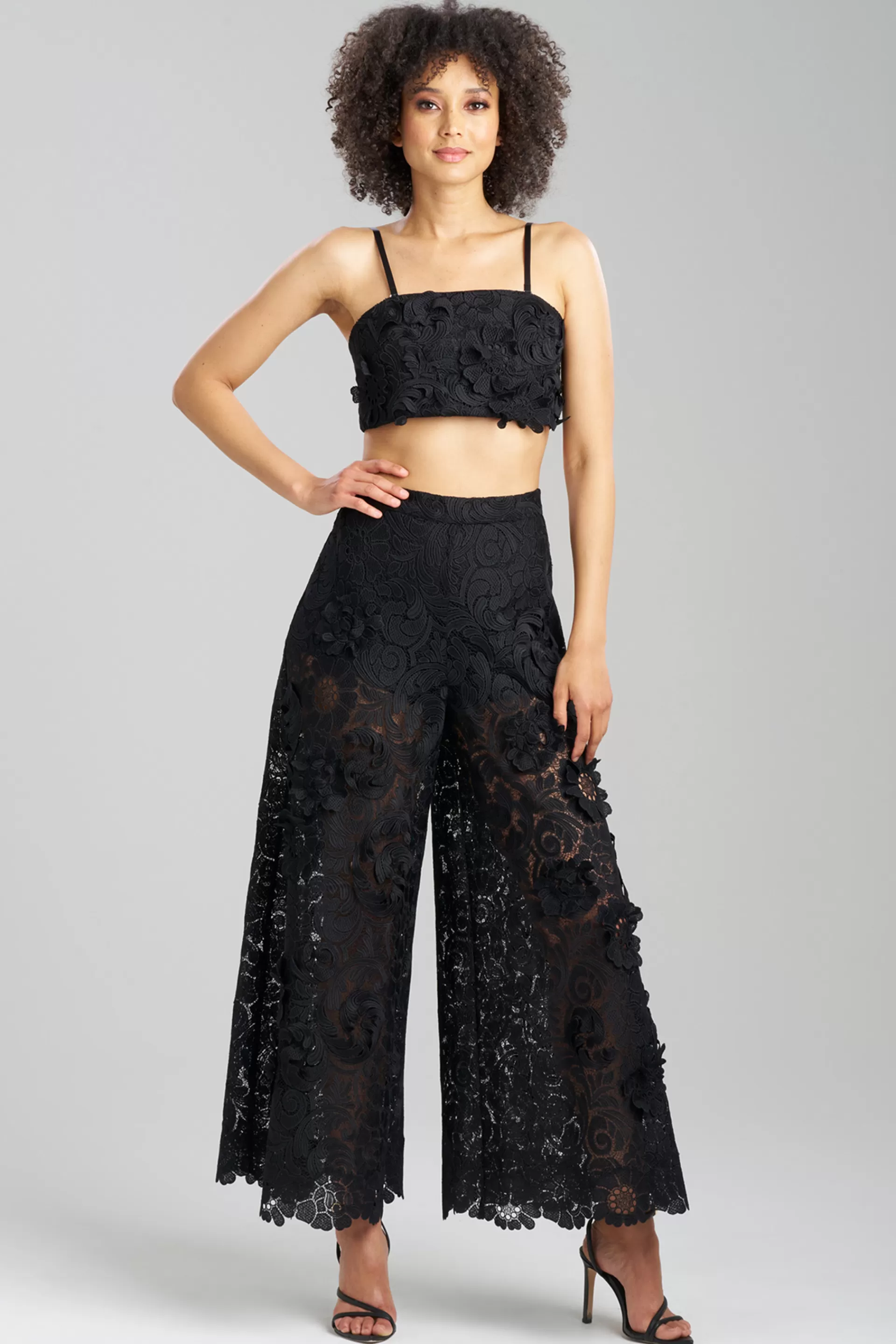 Natori Pants, Skirts & Shorts | Couture Pants<Couture Mantilla Lace Flare Pants Black