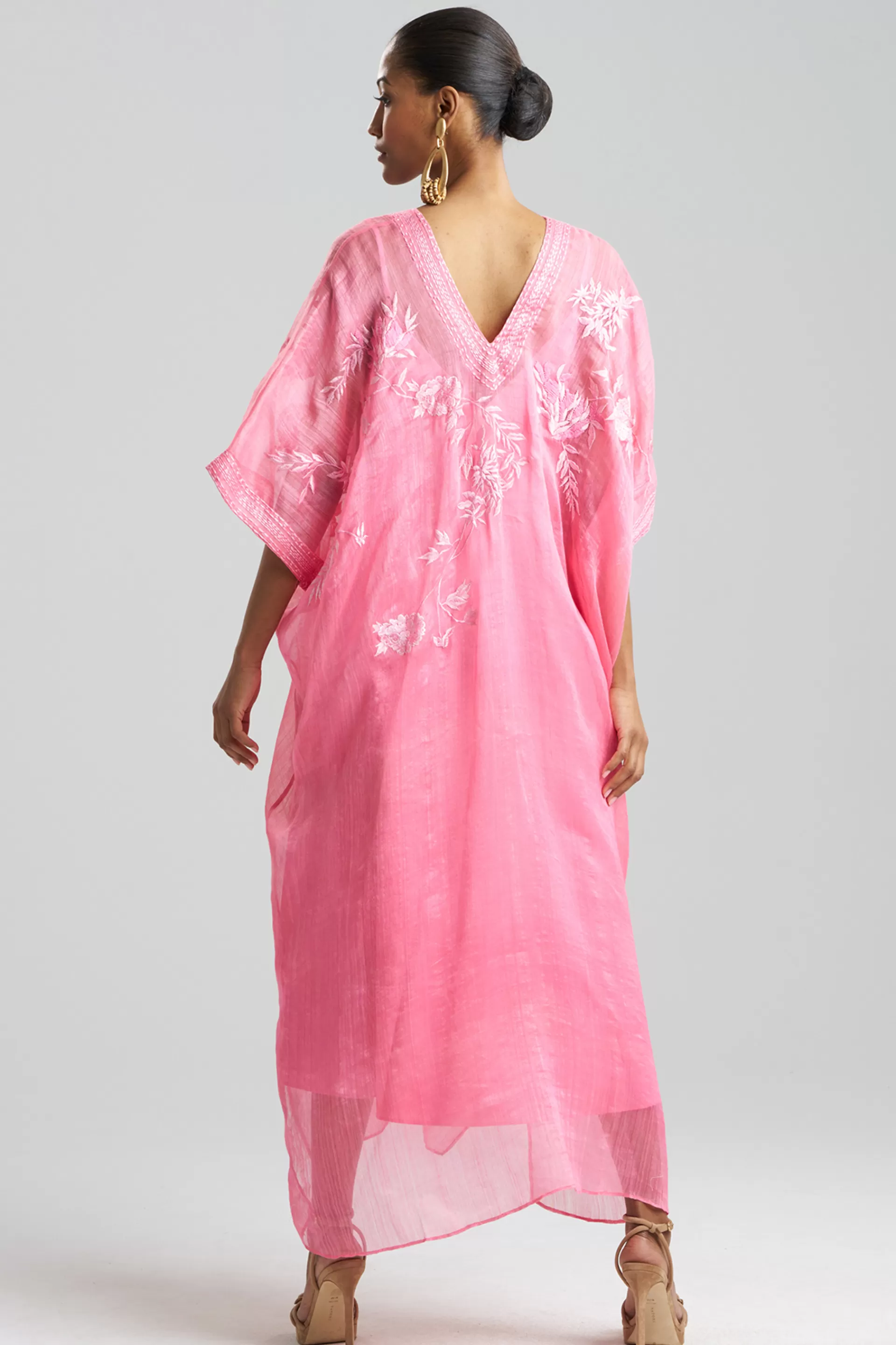 Natori Couture Caftans<Couture Piña Embroidered Cocoon Caftan Peony