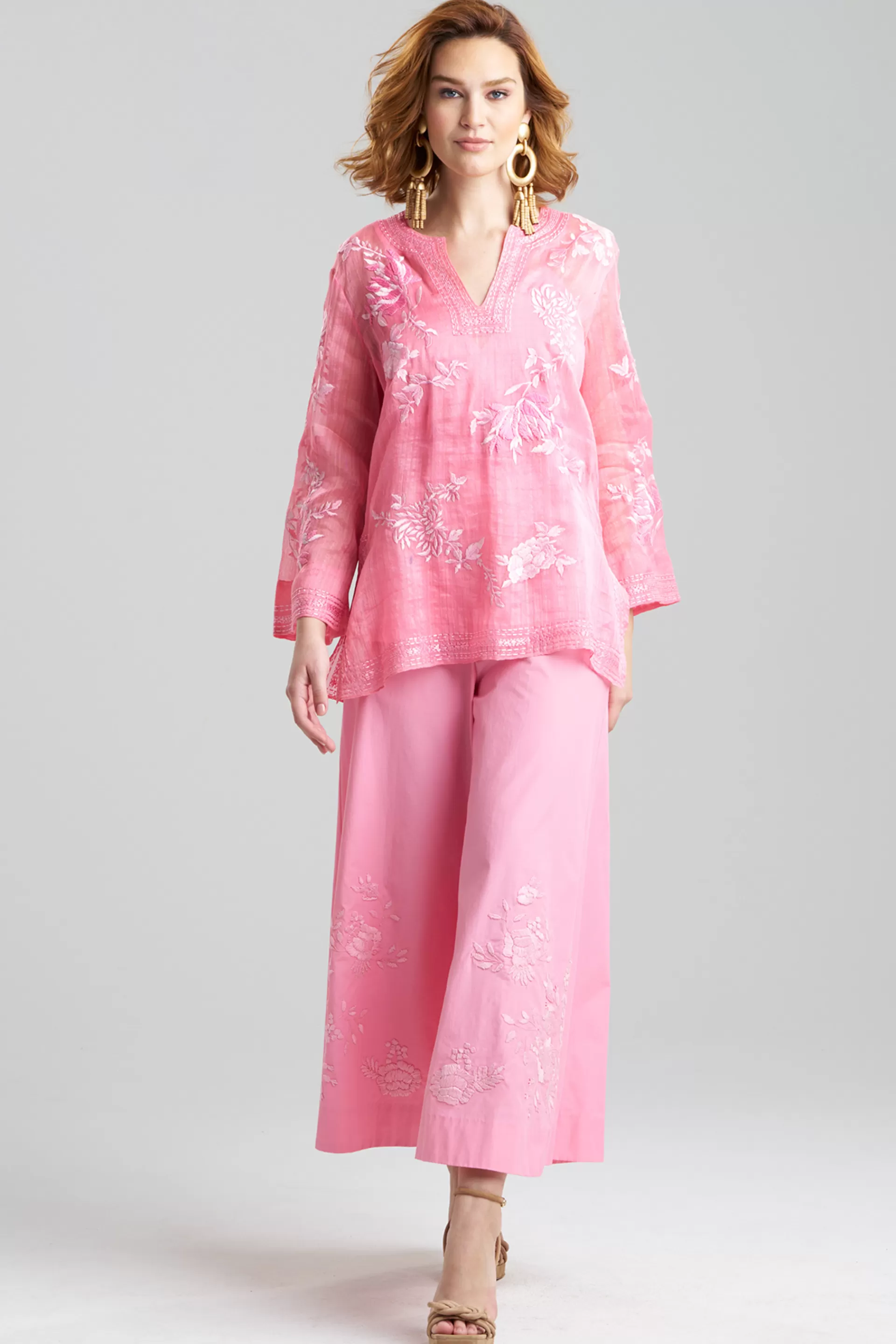 Natori Tops, Shirts & Tunics | Couture Tops<Couture Piña Embroidered Tunic Peony