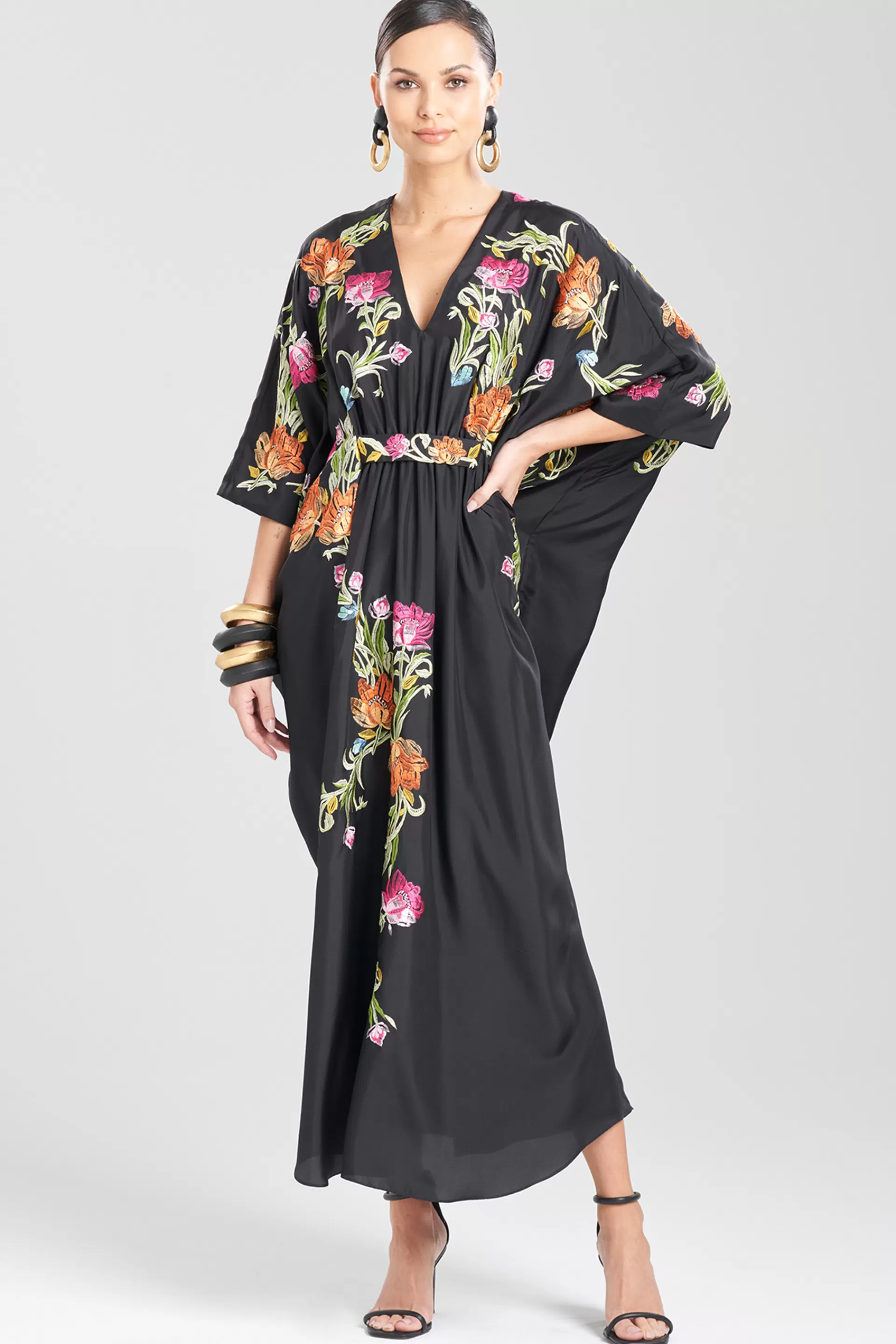 Natori Couture Caftans<Couture Shinjo Embroidered Caftan Black