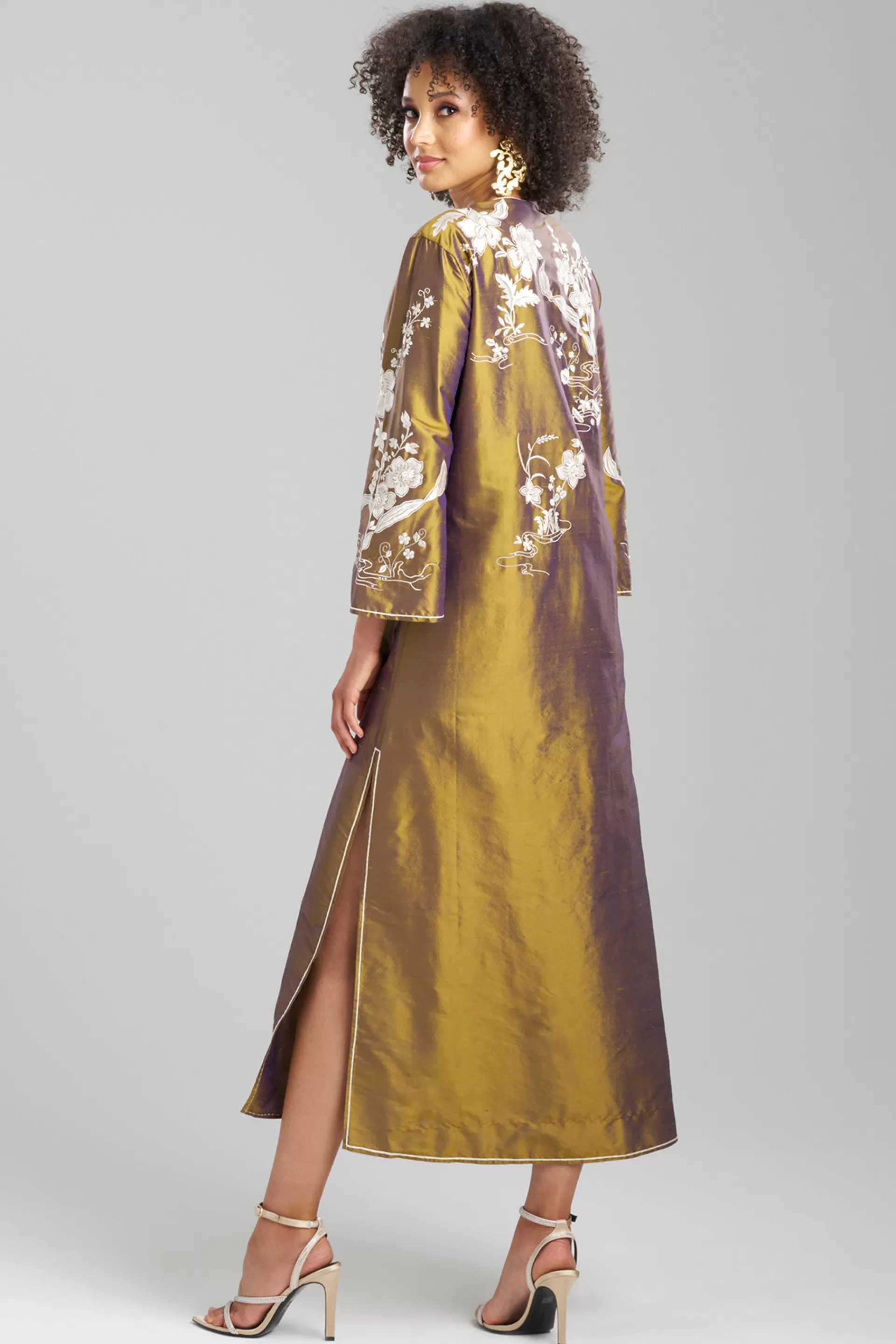 Natori Couture Caftans<Couture Silk Dupioni Embroidered Caftan Bronze