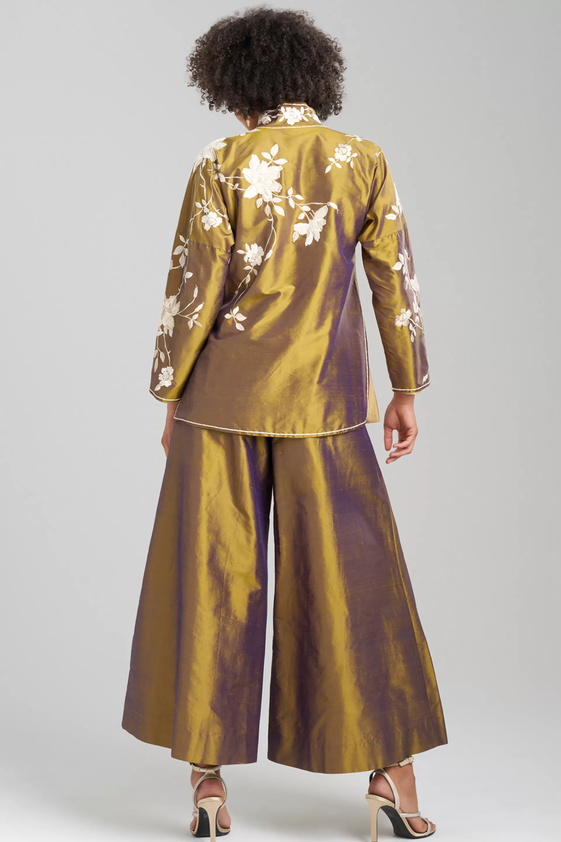 Natori Tops, Shirts & Tunics | Couture Tops<Couture Silk Dupioni Embroidered Mandarin Tunic Bronze