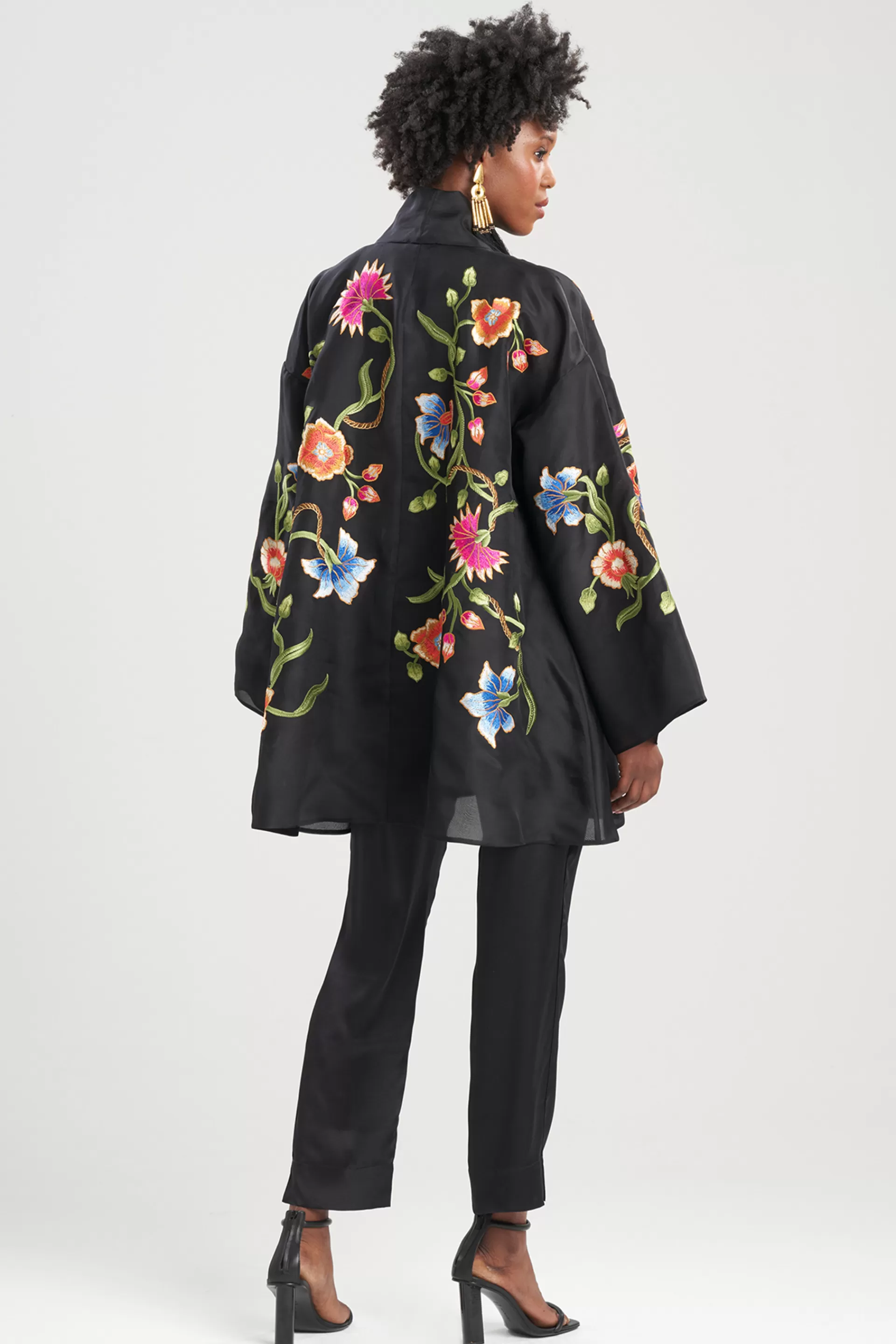 Natori Robes & Kimonos | Couture Robes<Couture Silk Organza Embroidered Wrap Black