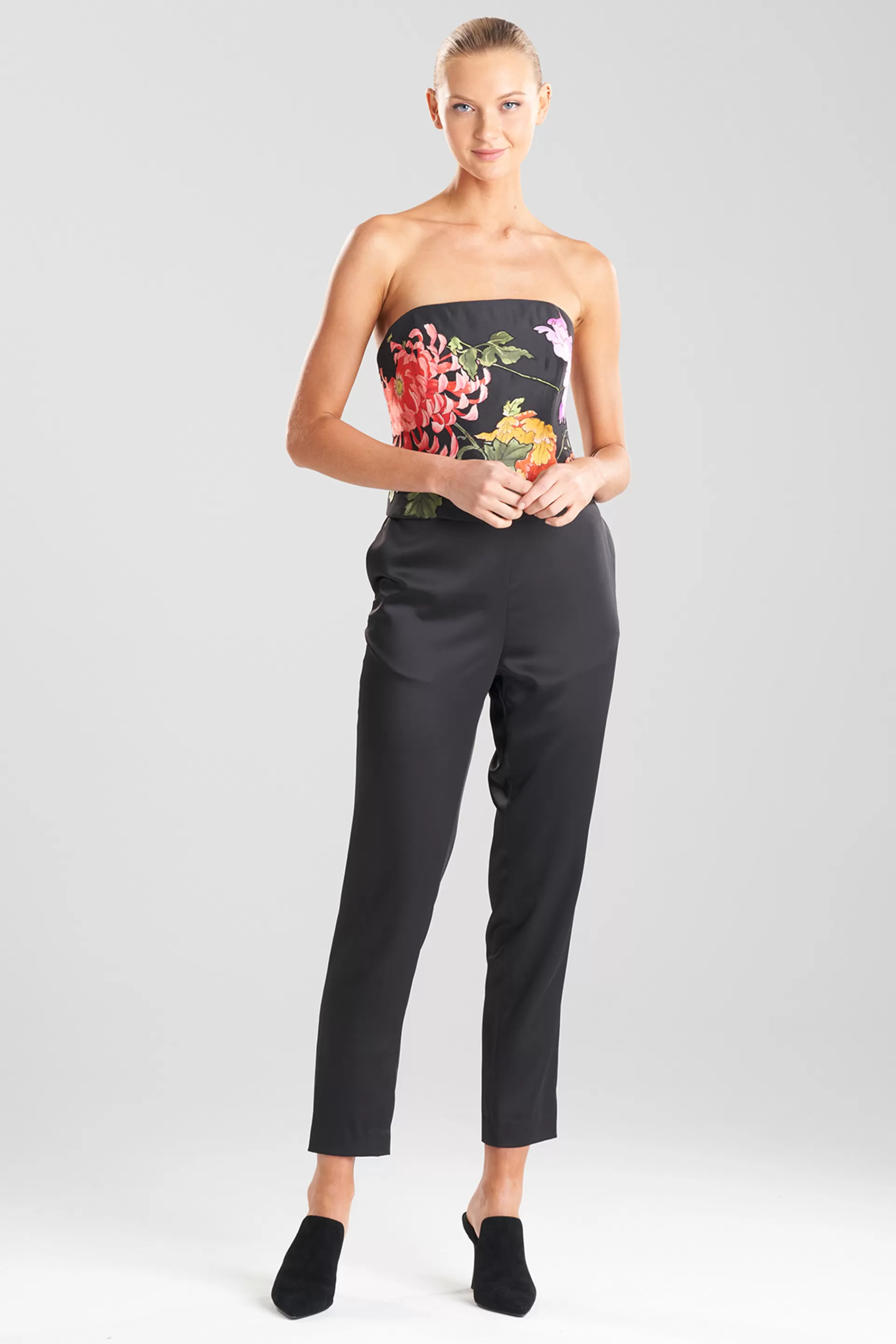 Natori Bustiers & Camis | Couture Tops<Couture Silk Taffeta Applique Bustier Black