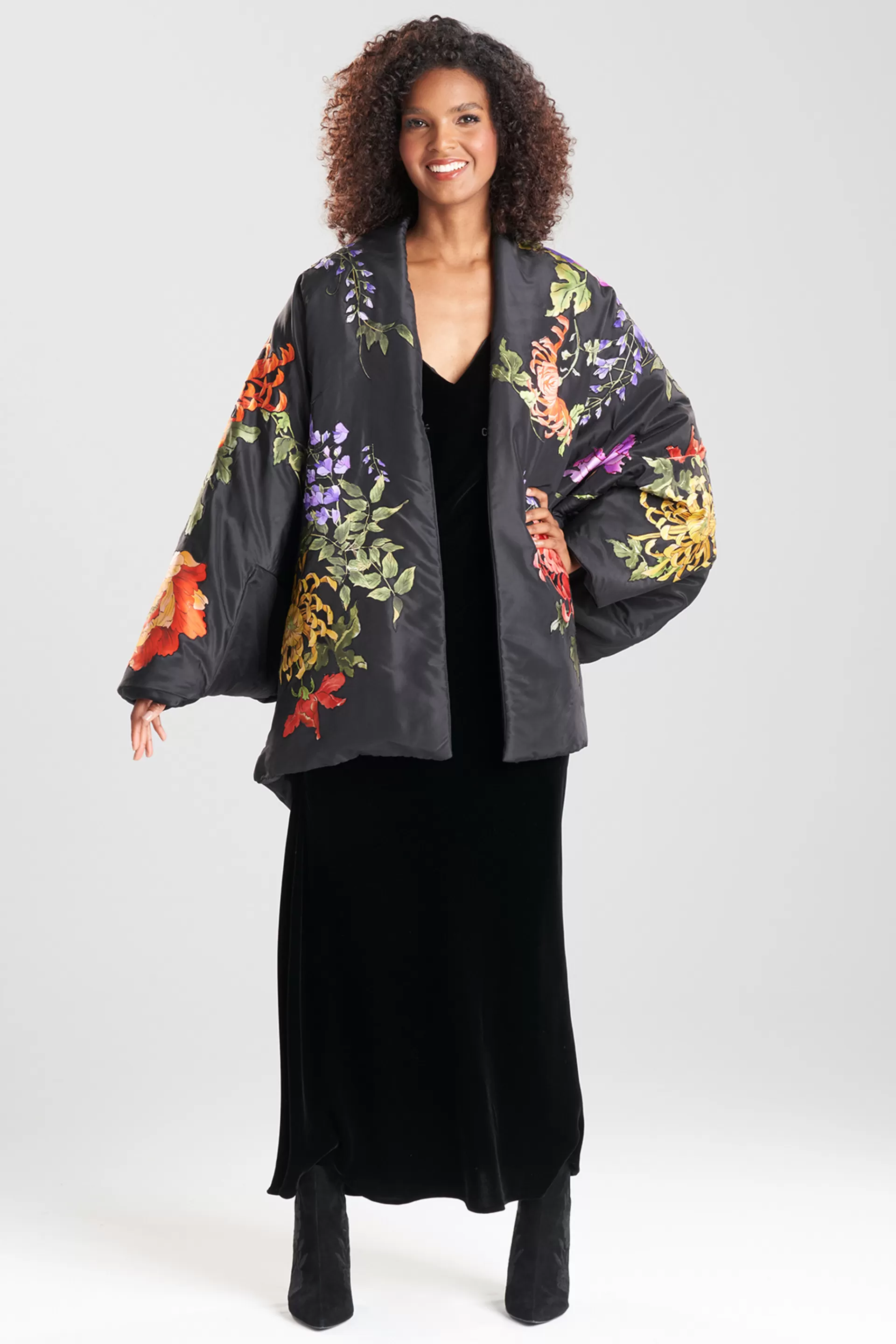 Natori Jackets & Outerwear | Couture Tops<Couture Silk Taffeta Applique Topper Black