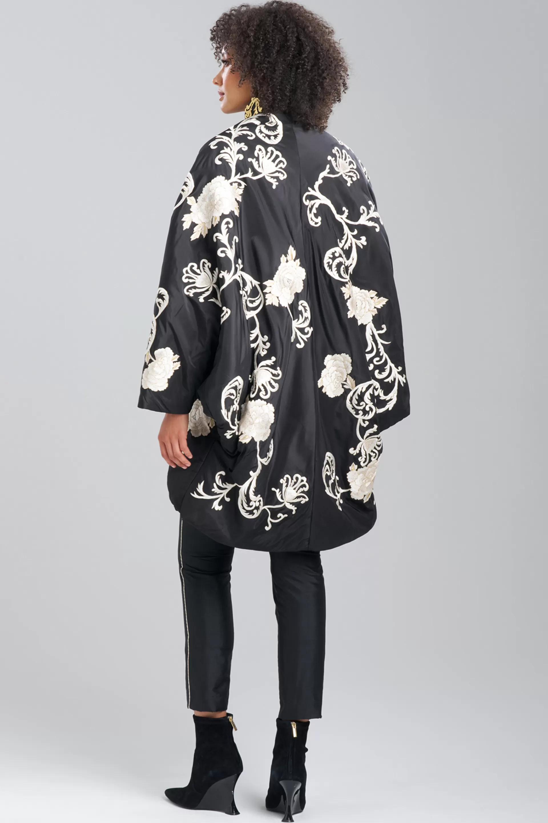 Natori Jackets & Outerwear | Couture Coats<Couture Silk Taffeta Embroidered Coat Black