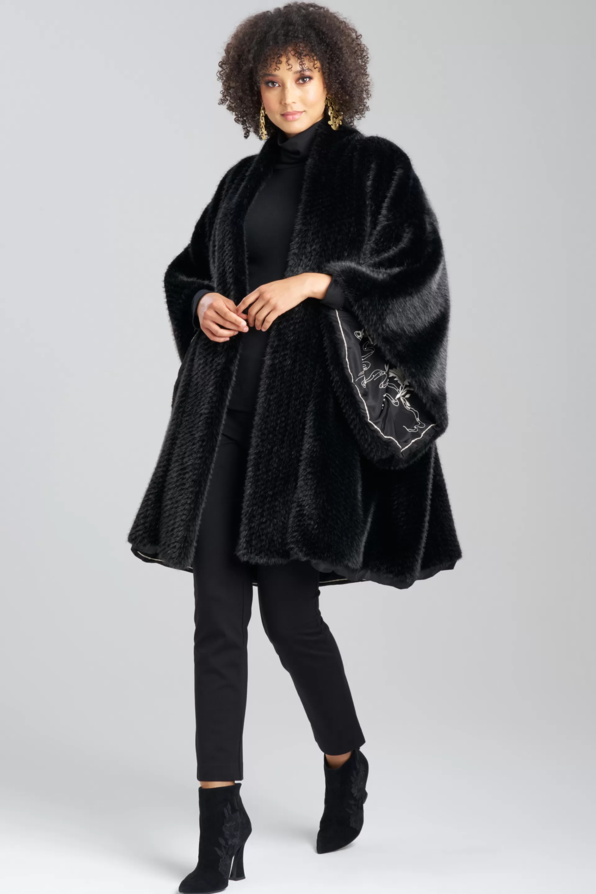 Natori Jackets & Outerwear | Couture Coats<Couture Silk Taffeta Embroidered Reversible Coat Black