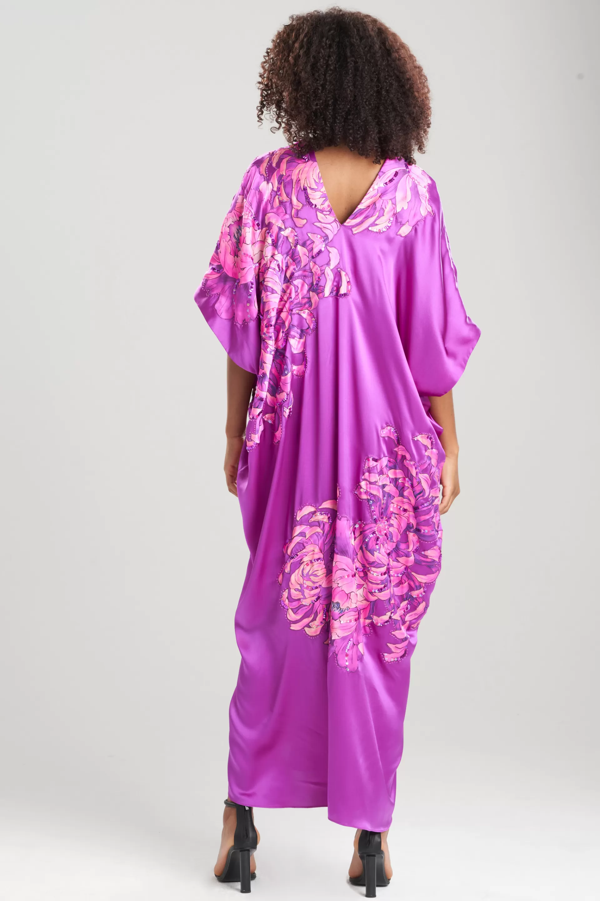 Natori Couture Caftans<Couture Sumida Embroidered Cocoon Silk Caftan Orchid Pink